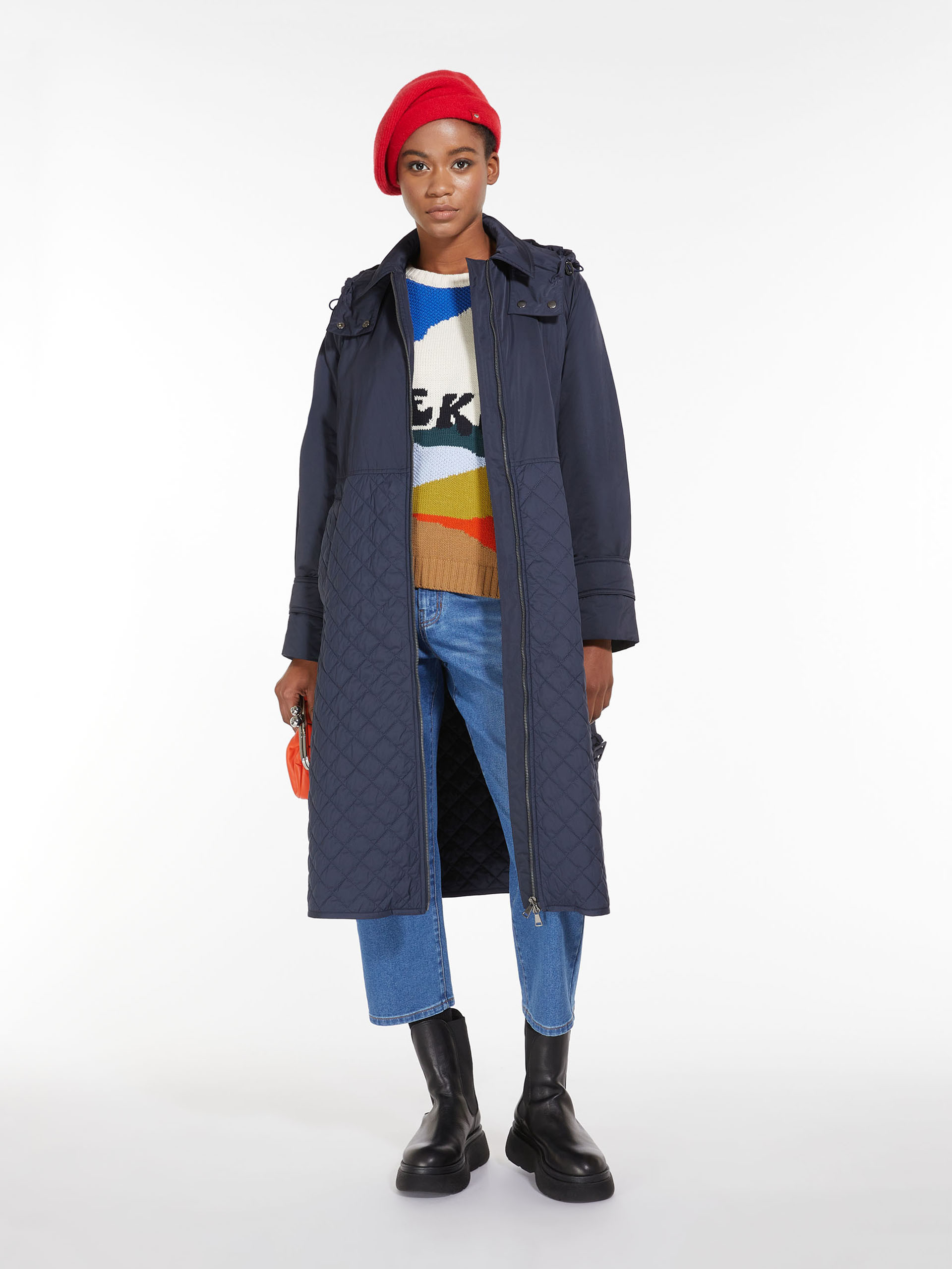 MAX MARA - Padded coat in showerproof fabric - NAVY - MAX MARA SALE