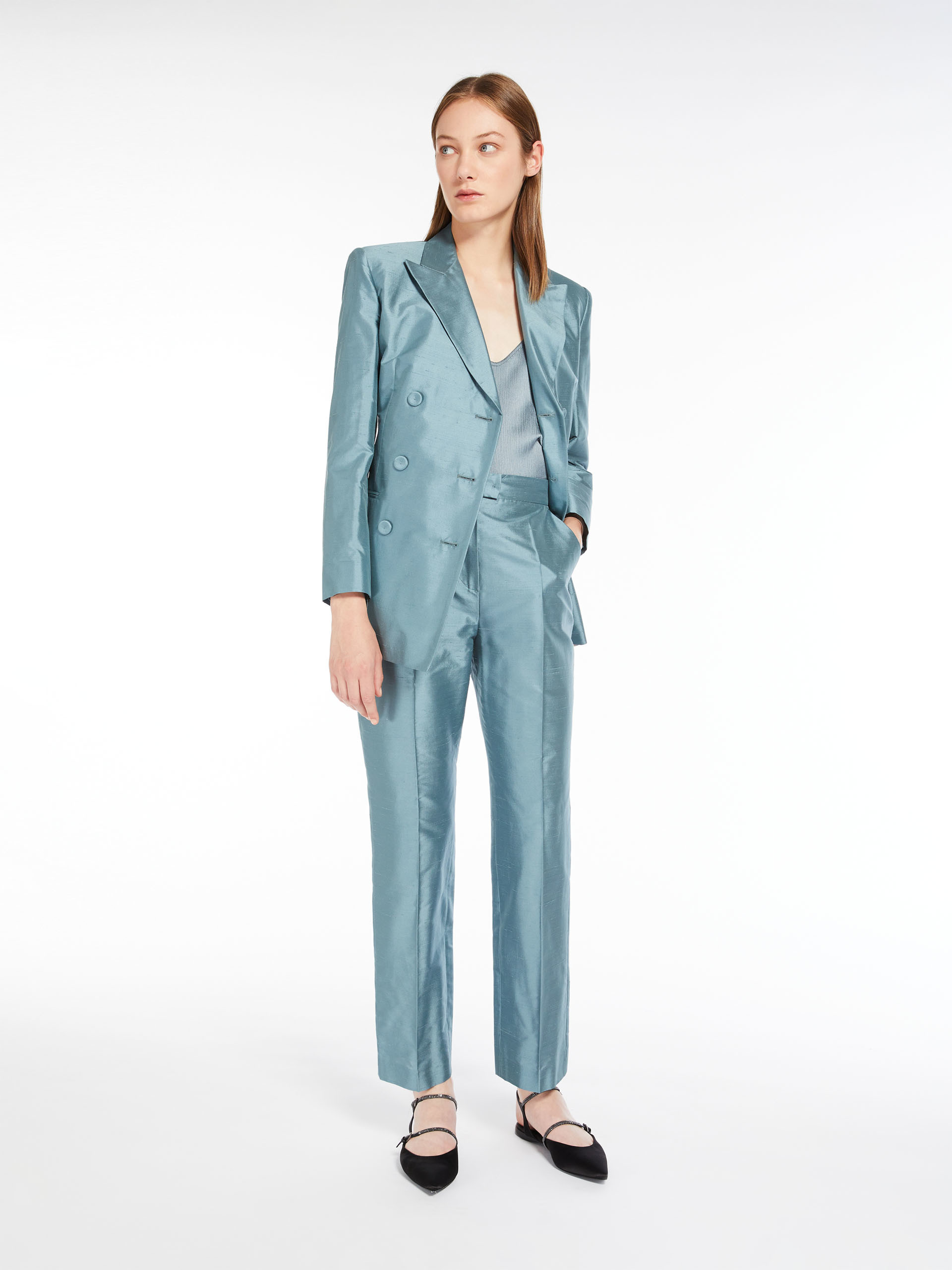 MAX MARA - Viscose crepon top - LIGHT BLUE - MAX MARA SALE