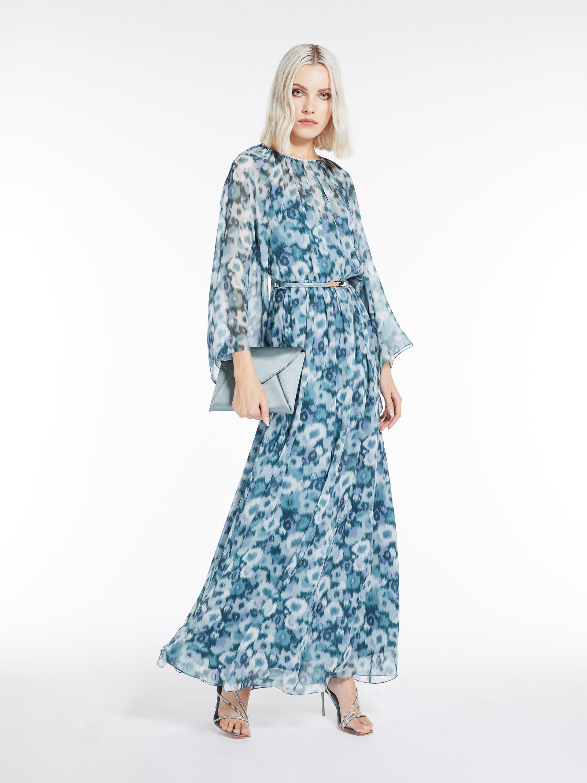 MAX MARA - Printed georgette dress - LIGHT BLUE - MAX MARA SALE