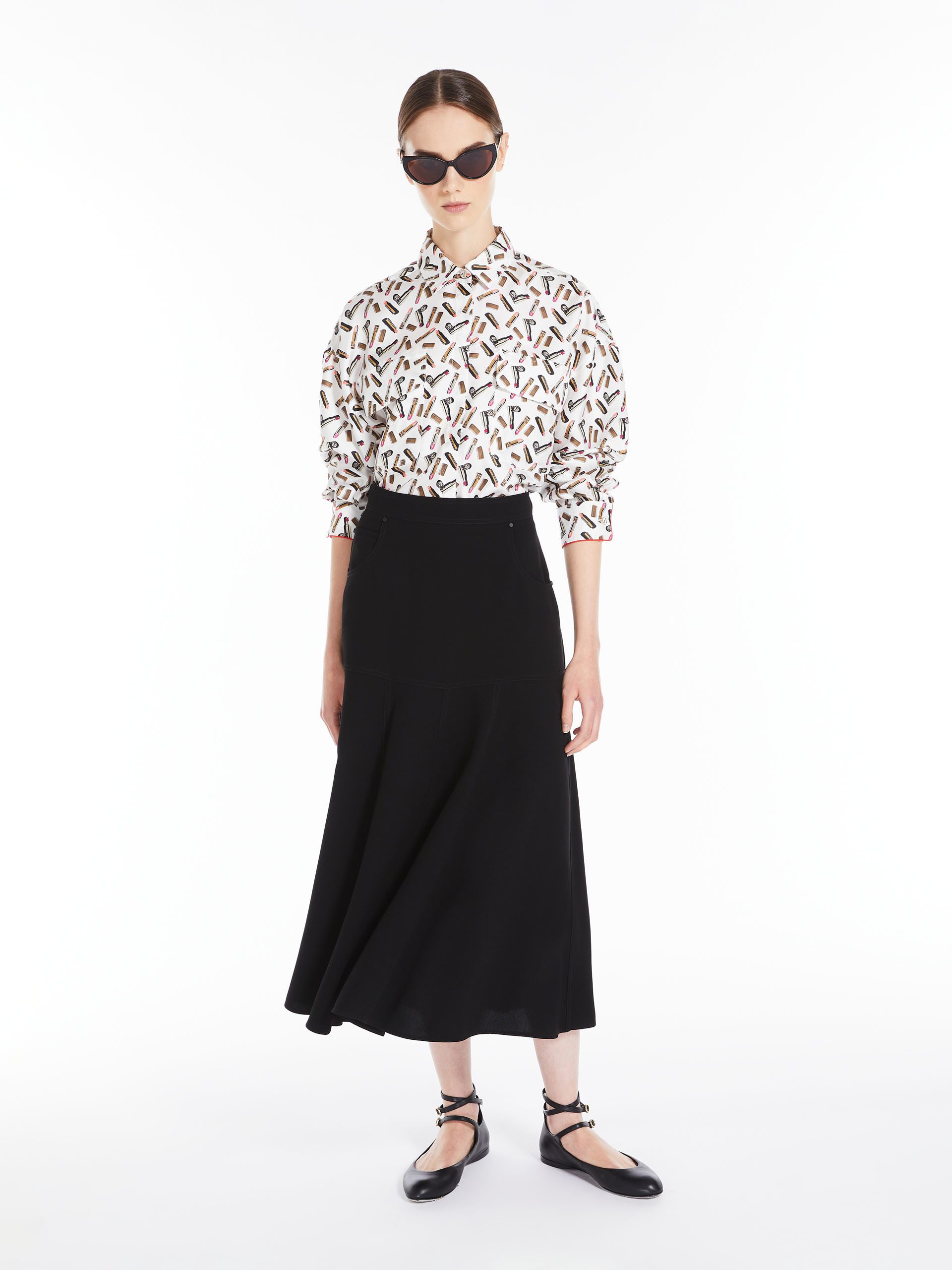MAX MARA - Printed silk twill shirt - WHITE BLACK - MAX MARA SALE