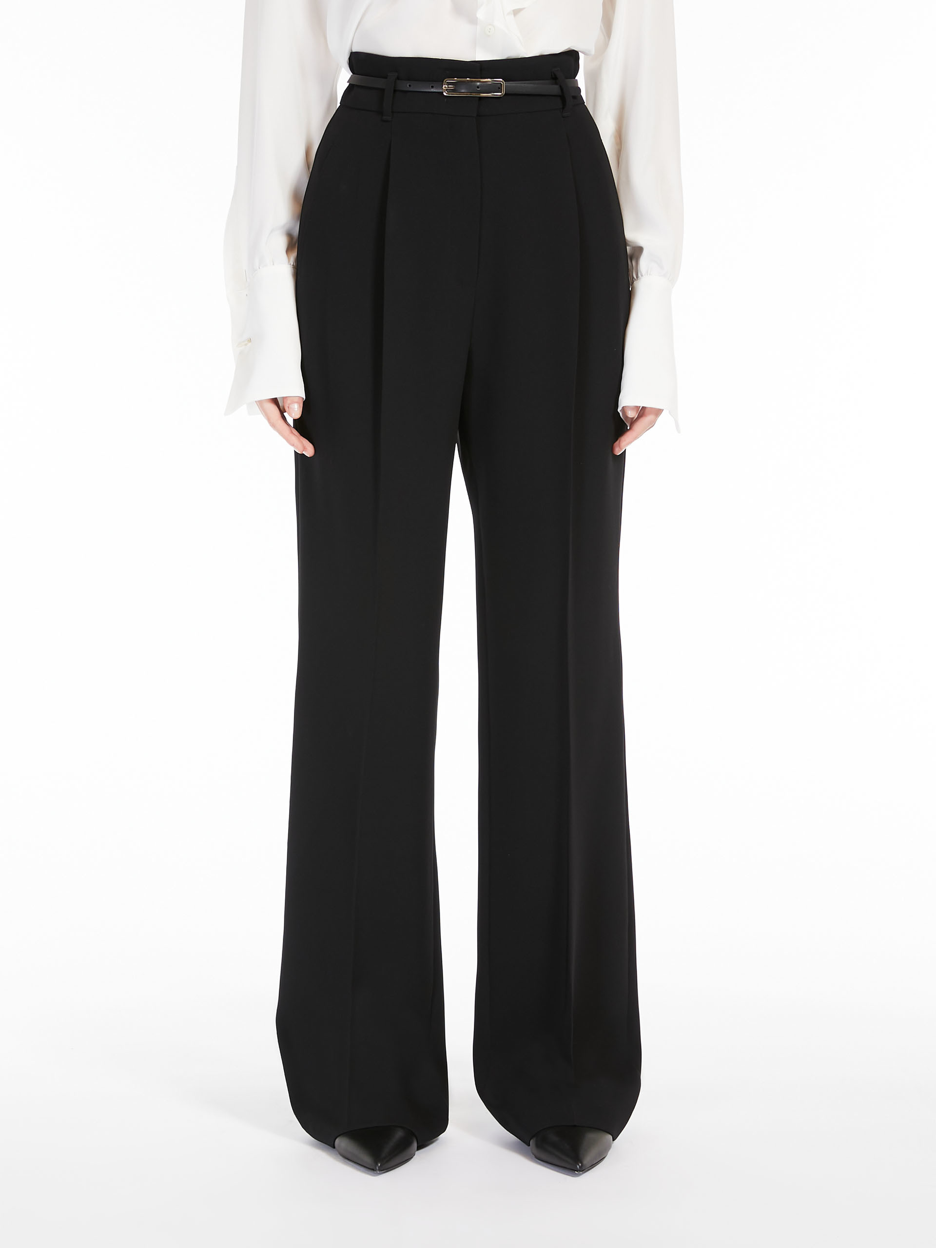 MAX MARA - Fluid-fit technical cady trousers - BLACK - MAX MARA SALE