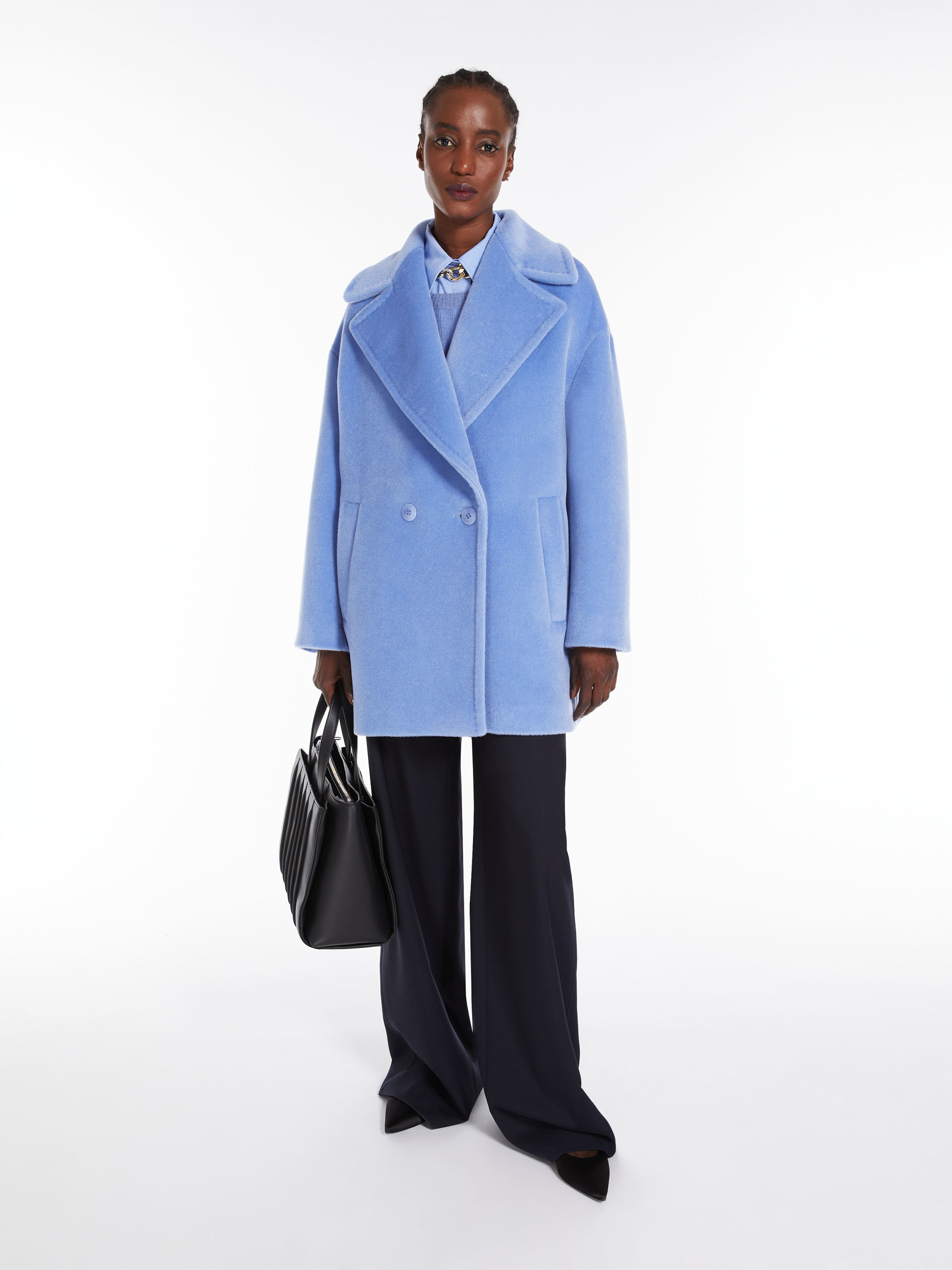MAX MARA - Double-breasted alpaca and wool pea coat - LIGHT BLUE - MAX MARA SALE