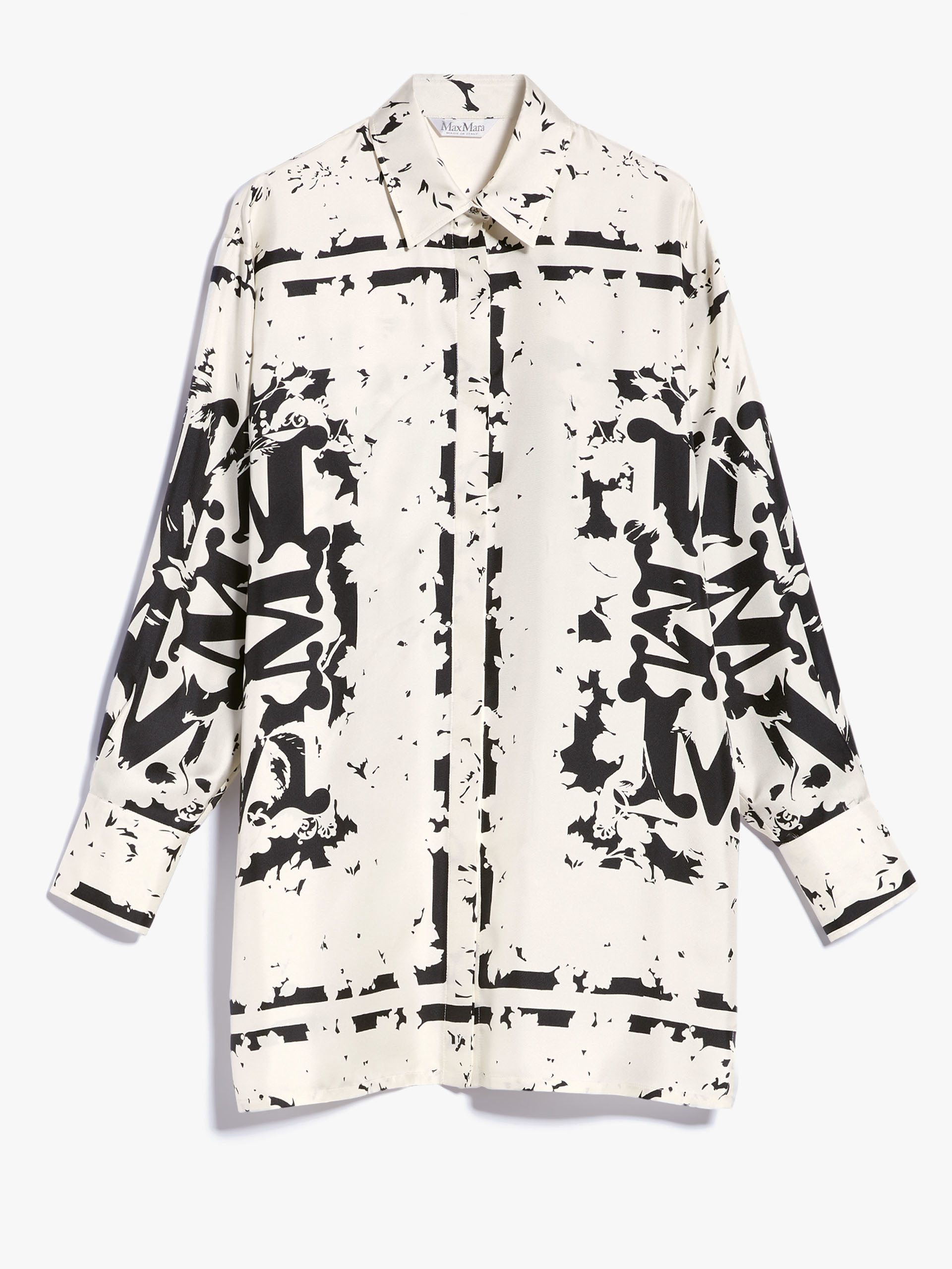 MAX MARA - Silk twill shirt - WHITE BLACK - MAX MARA SALE