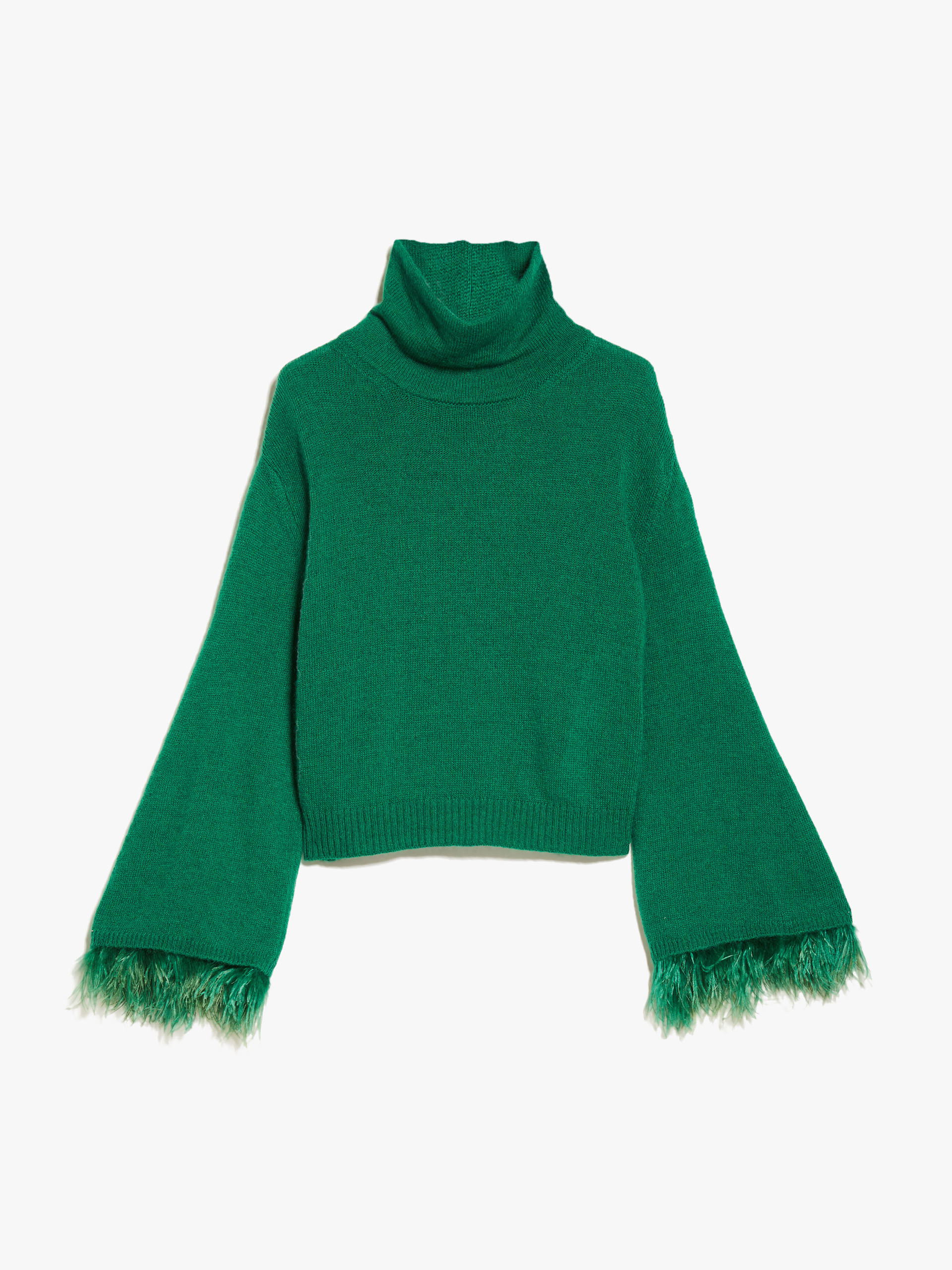 MAX MARA - Feather-detail mohair cropped sweater - EMERALD - MAX MARA SALE
