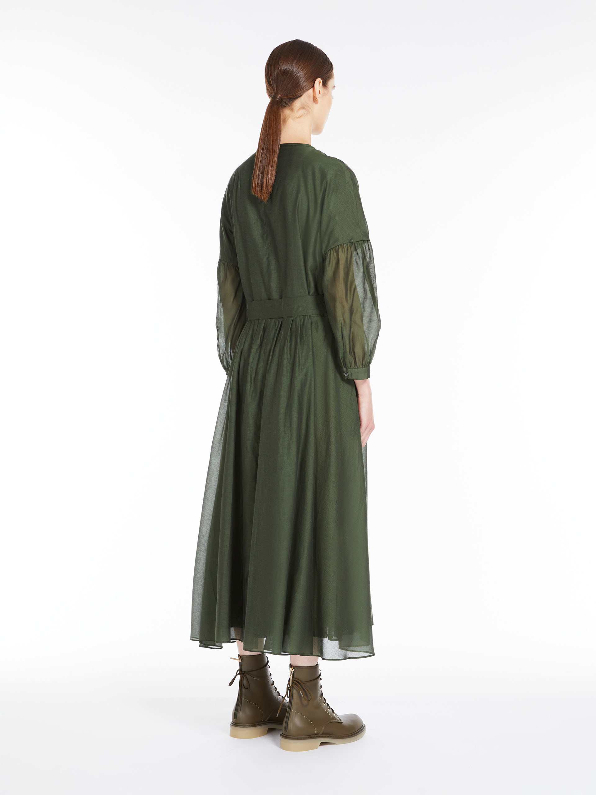 MAX MARA - Cotton and silk voile dress - KAKI - MAX MARA SALE