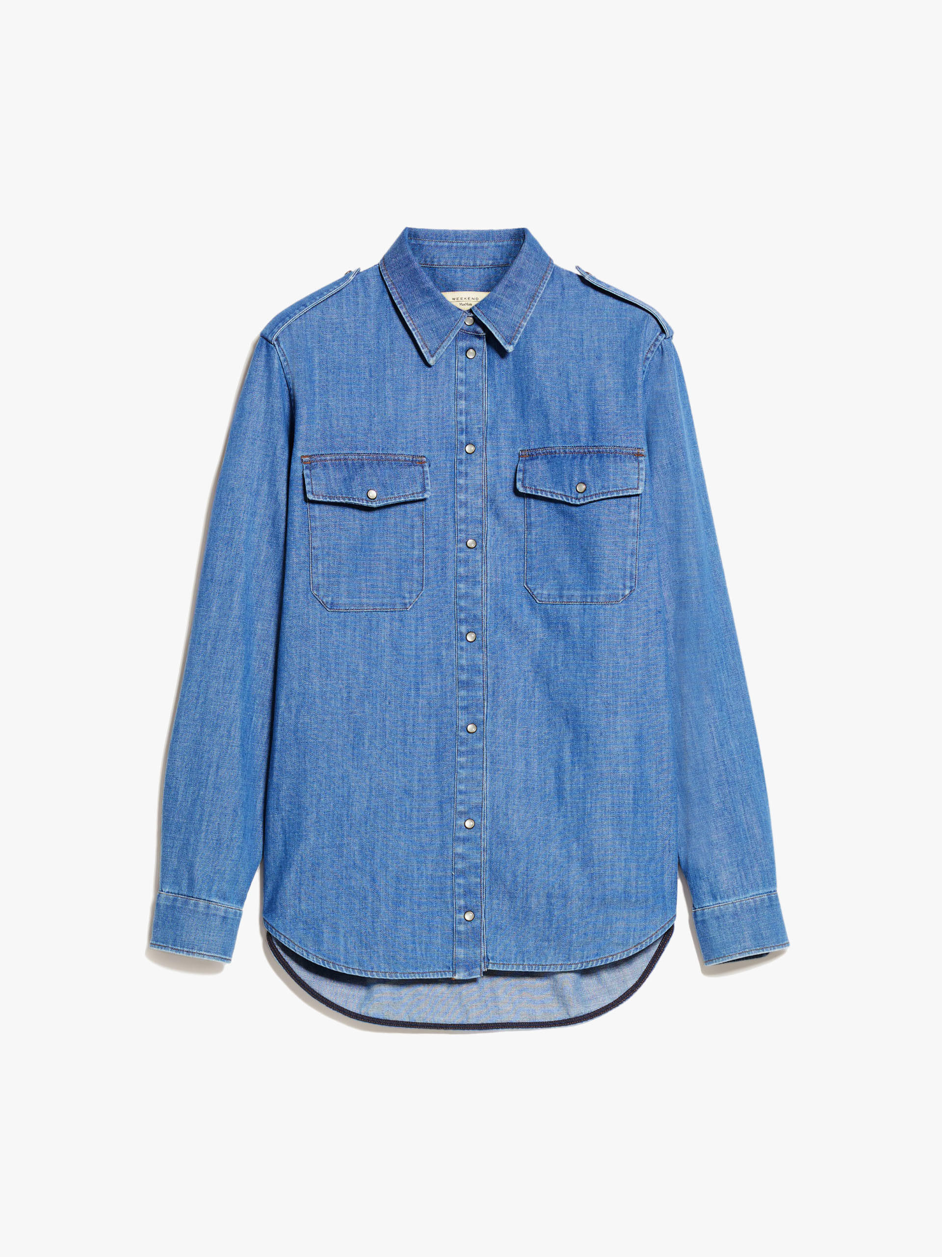 MAX MARA - Epaulette-detail denim shirt - MIDNIGHTBLUE - MAX MARA SALE