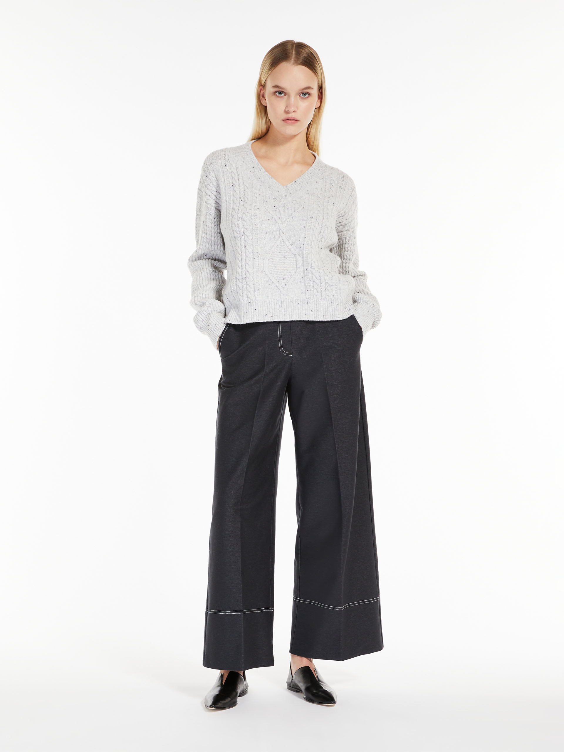MAX MARA - Cropped wool knit jumper - WHITE - MAX MARA SALE