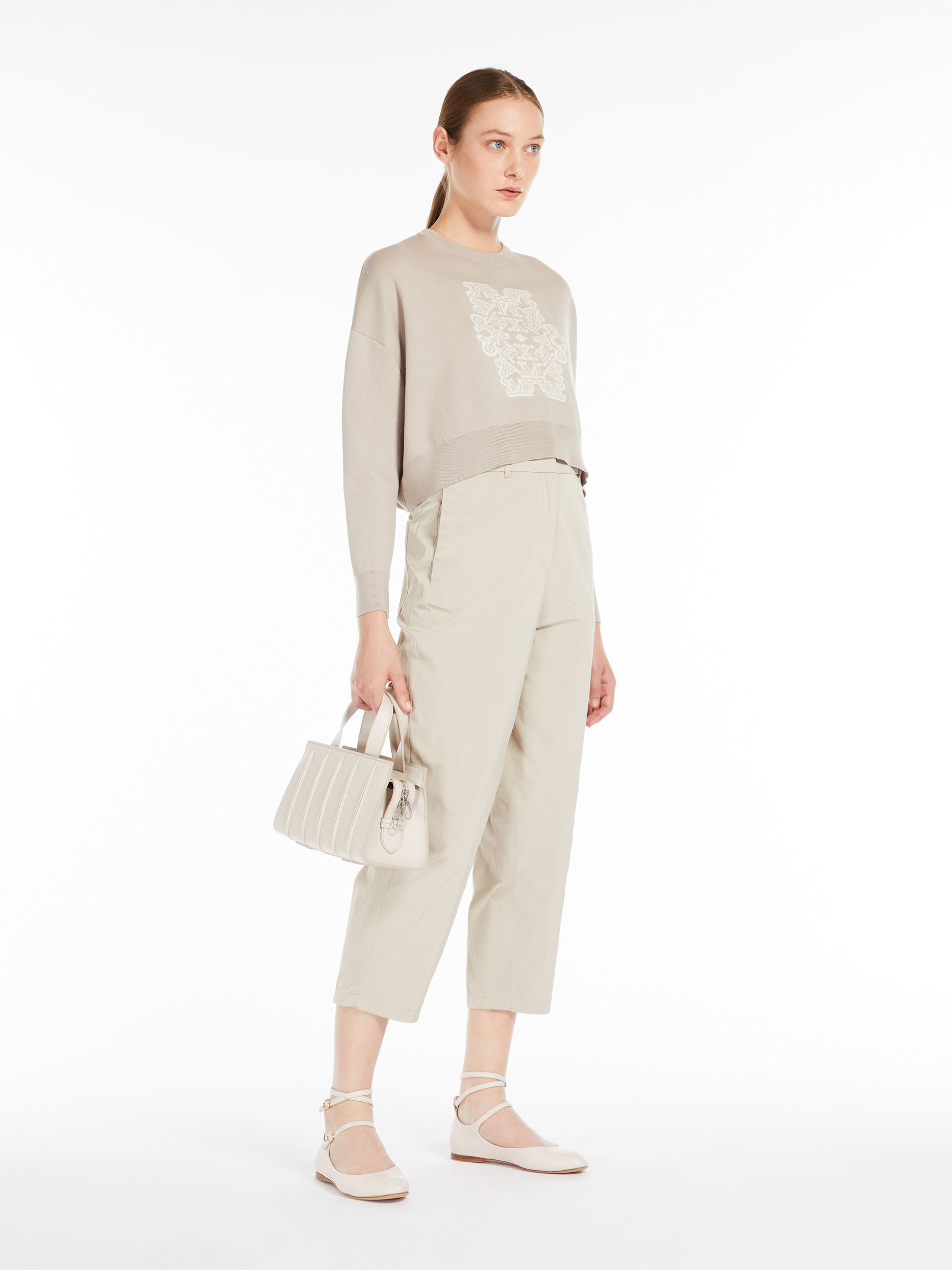 MAX MARA - Cropped jumper in jacquard wool - SAND - MAX MARA SALE