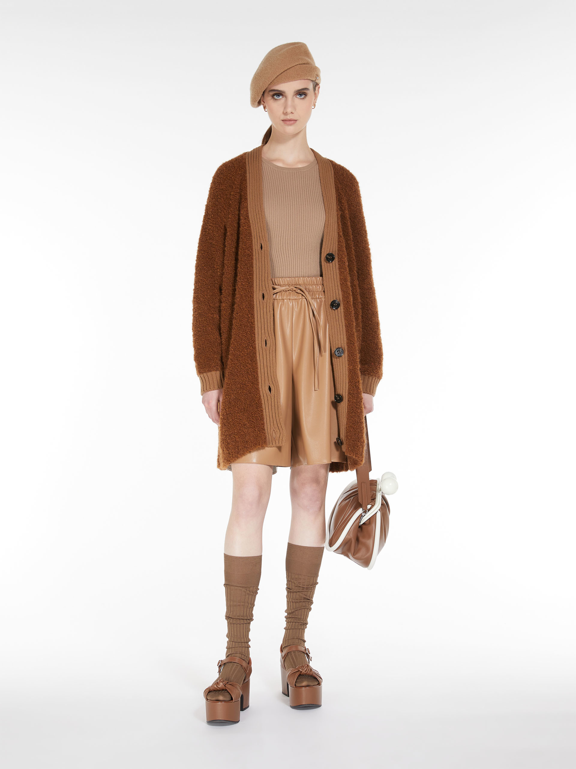 MAX MARA - Oversized cardigan in alpaca and wool - CARAMEL - MAX MARA SALE