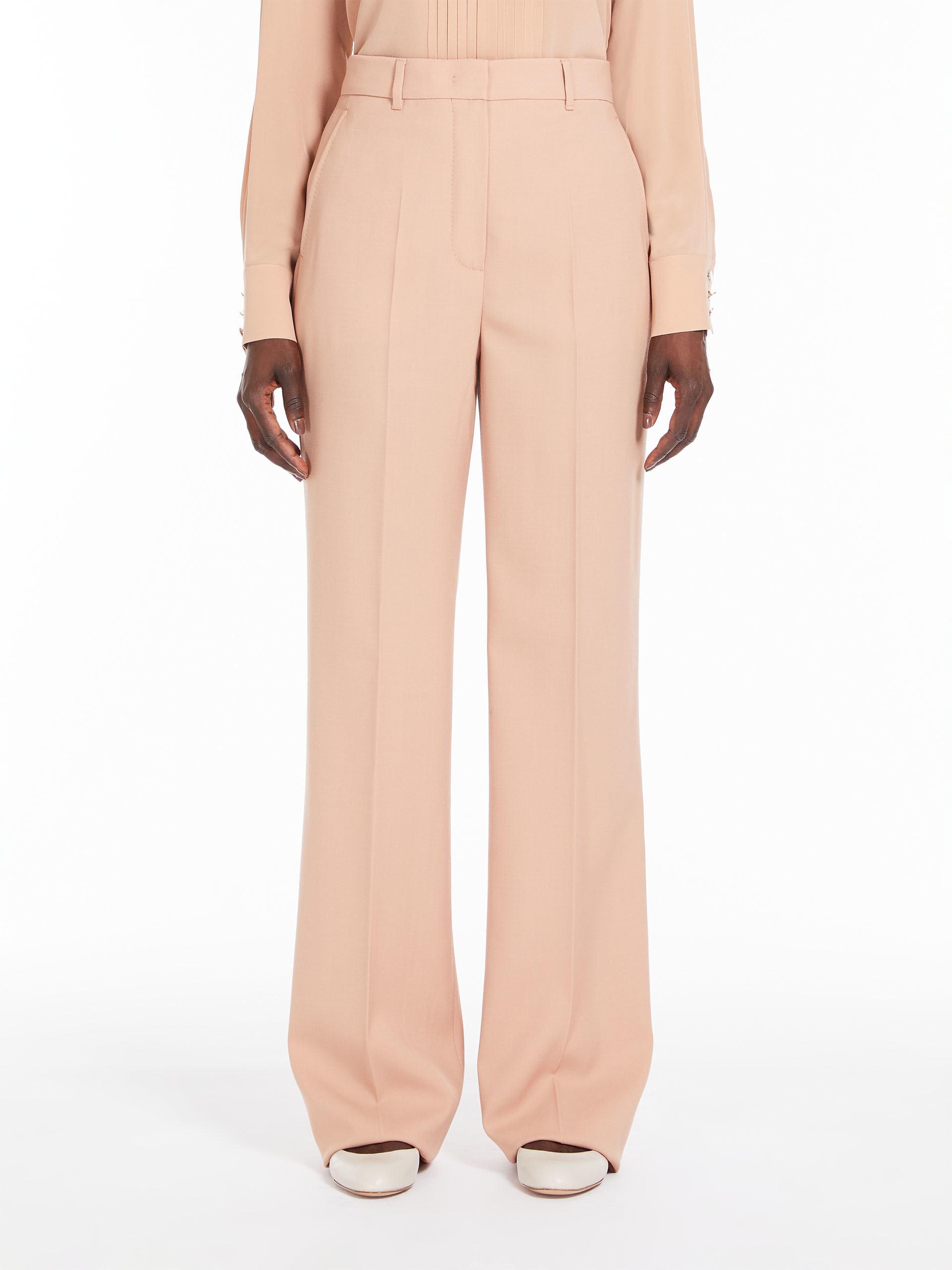 MAX MARA - Long wool crepe trousers - CAMEL - MAX MARA SALE