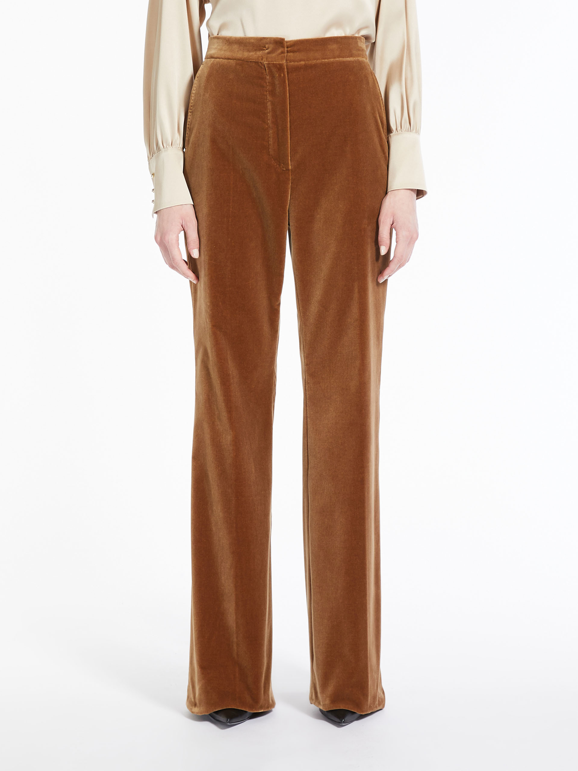 MAX MARA - Cotton velvet trousers - CAMEL - MAX MARA SALE