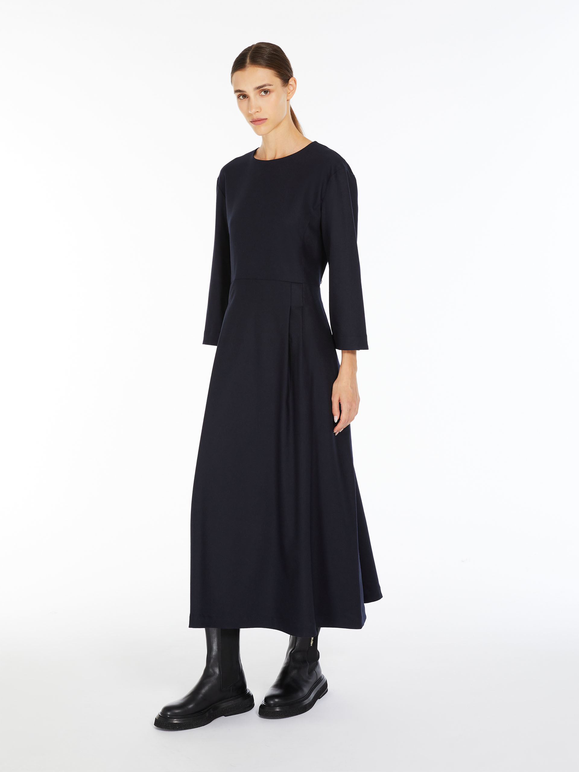 MAX MARA - Relaxed-fit wool flannel dress - MIDNIGHTBLUE - MAX MARA SALE