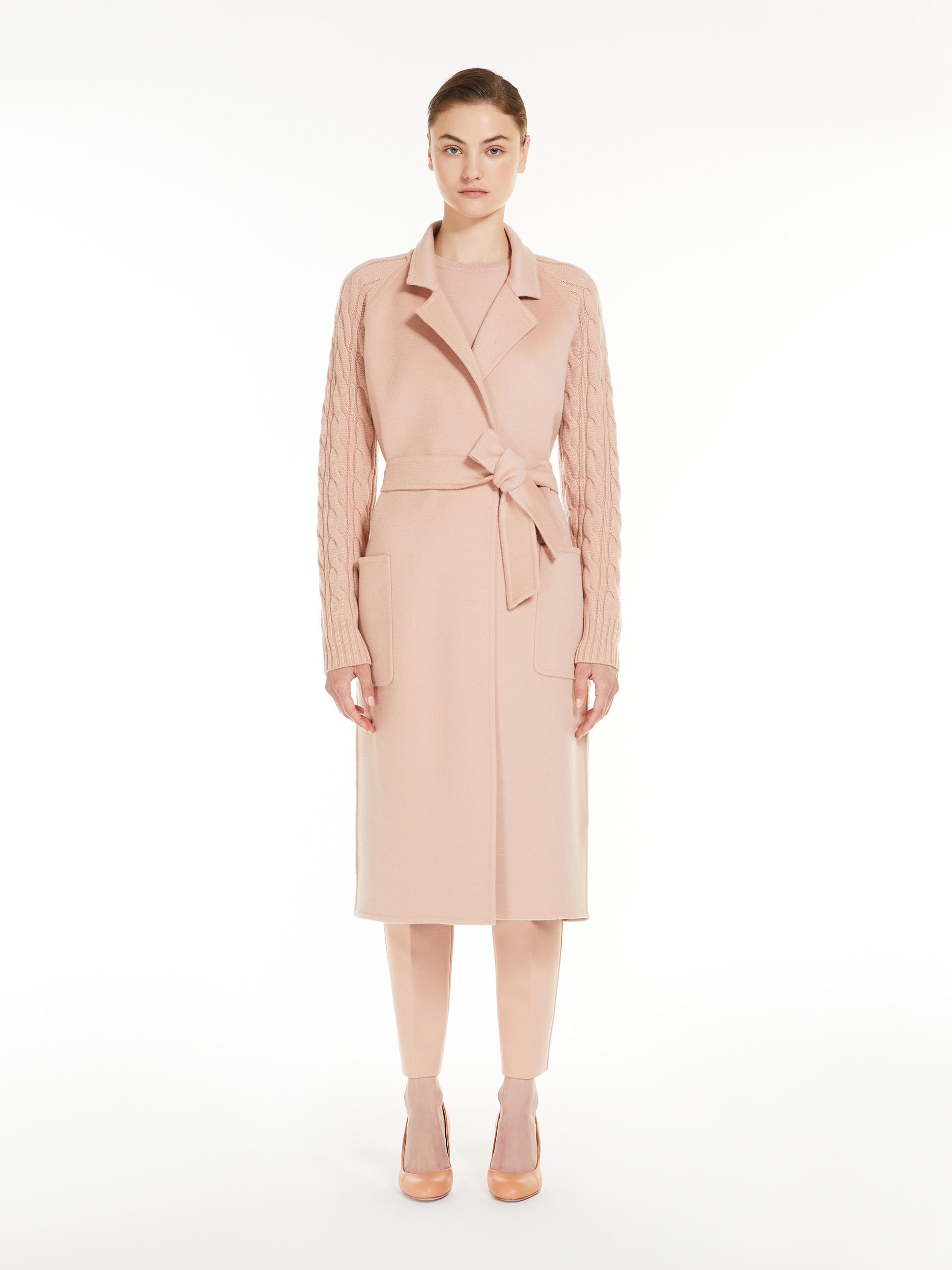 MAX MARA - Cashmere and wool robe coat - PINK - MAX MARA SALE