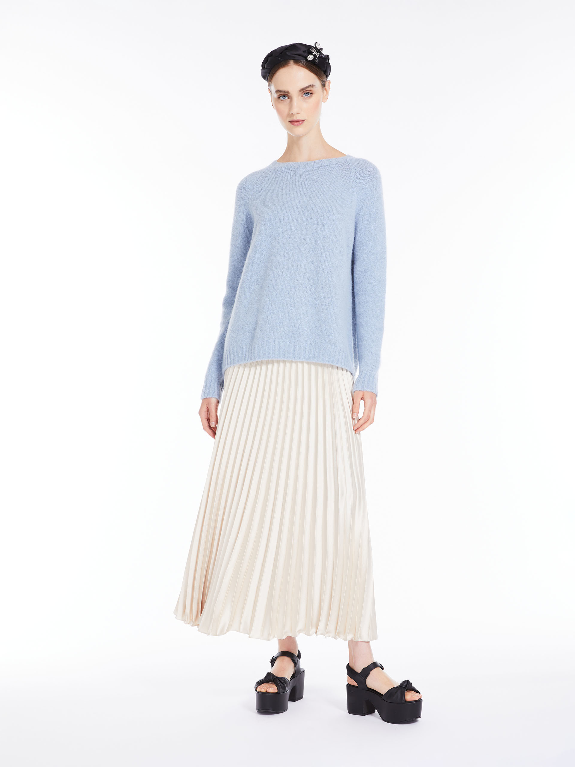 MAX MARA - Soft knit top in alpaca and cotton - LIGHT BLUE - MAX MARA SALE