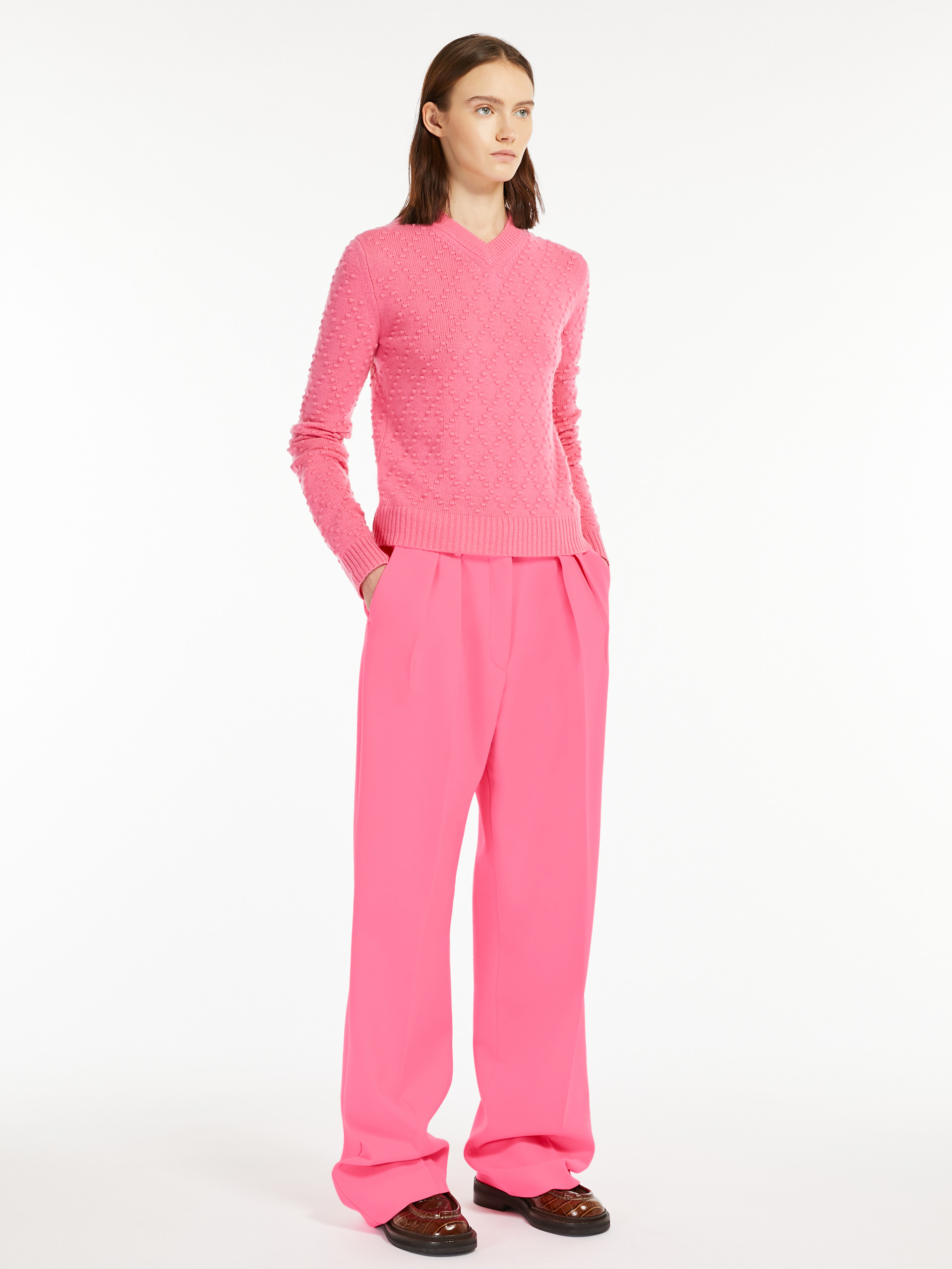 MAX MARA - Fancy-knit wool and cashmere sweater - PINK - MAX MARA SALE