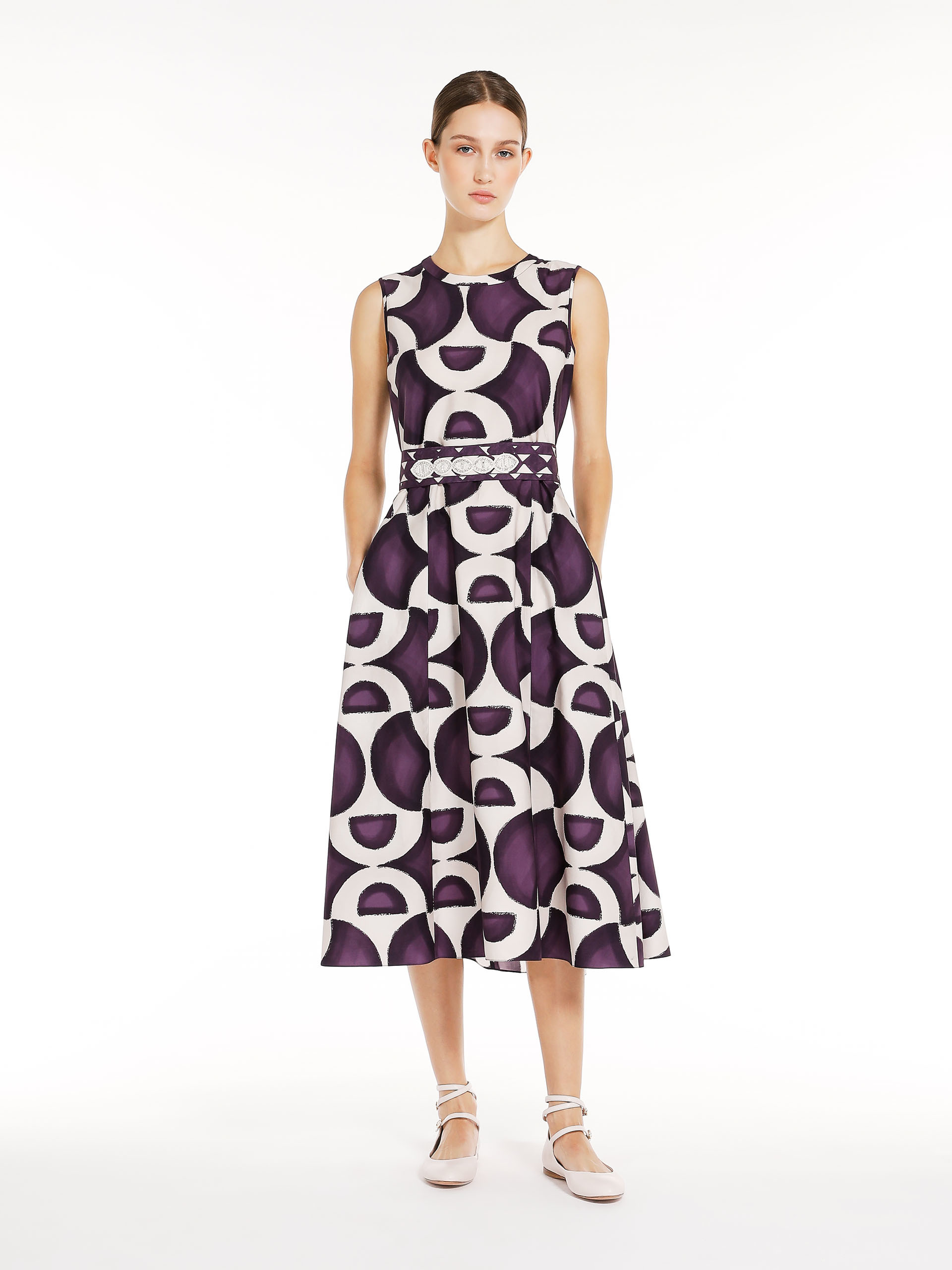 MAX MARA - Printed poplin dress - DARK VIOLET - MAX MARA SALE