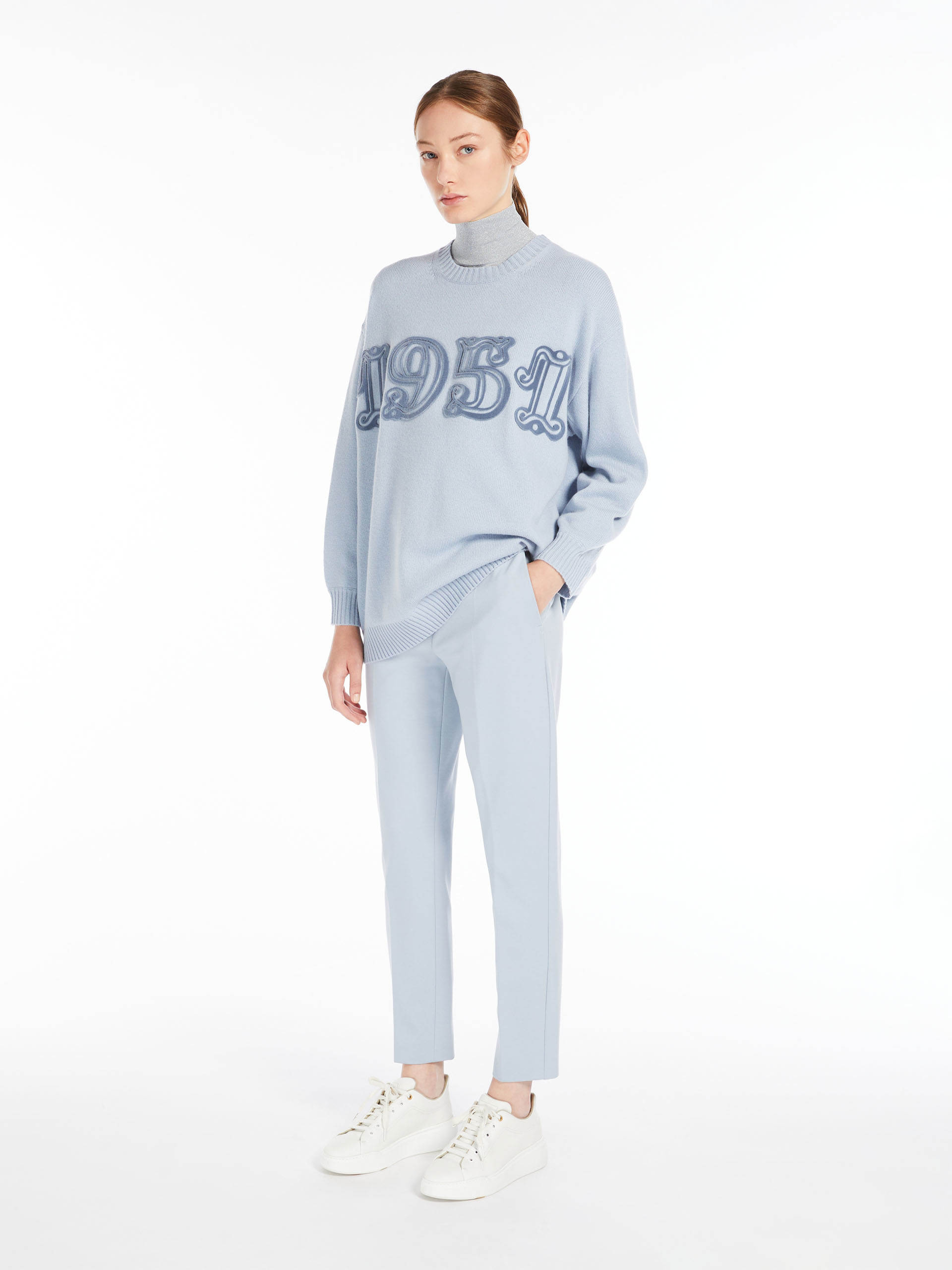 MAX MARA - Wool and cashmere monogram pullover - LIGHT BLUE - MAX MARA SALE