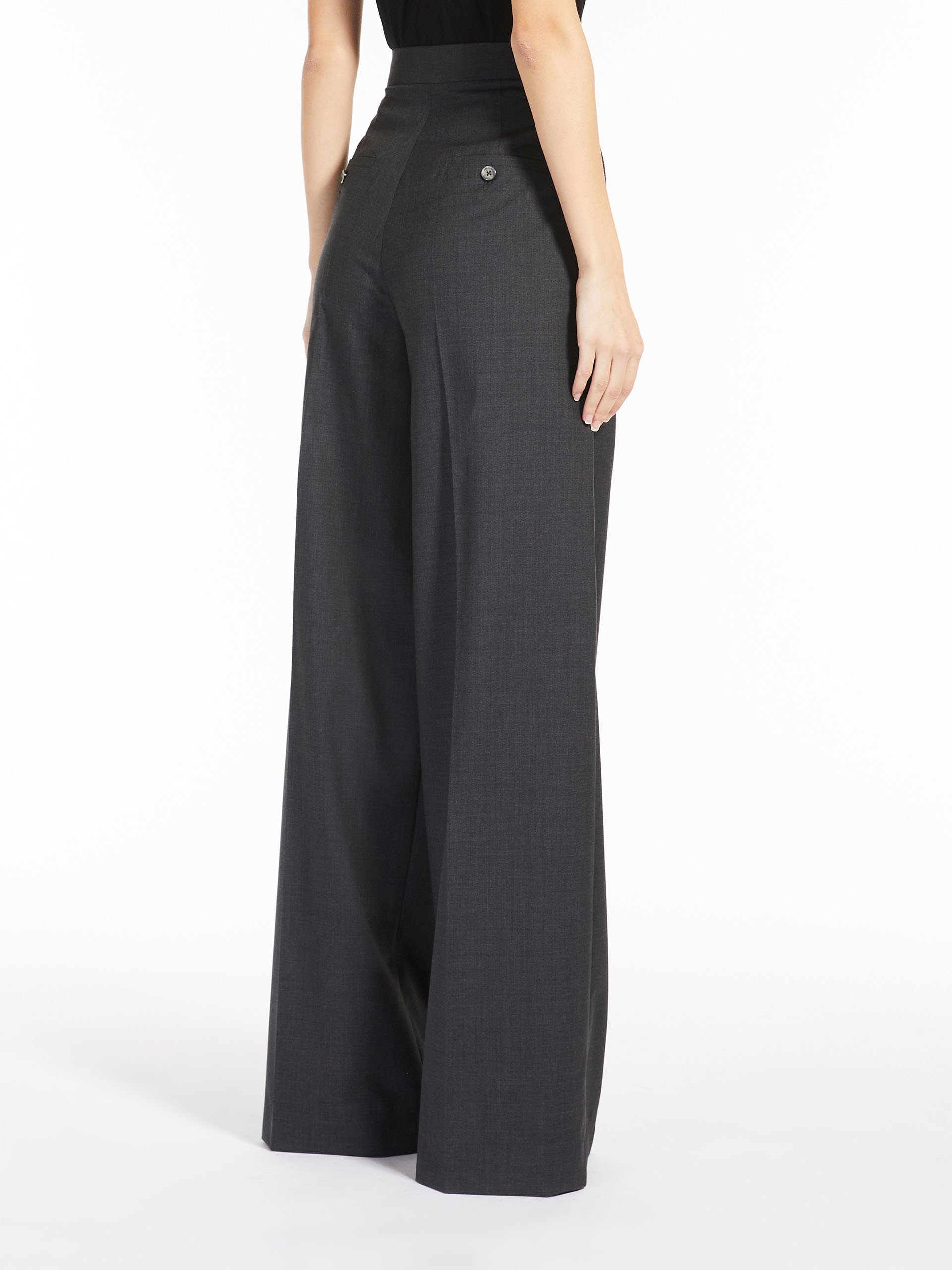 MAX MARA - Wool palazzo trousers - DARK GREY - MAX MARA SALE