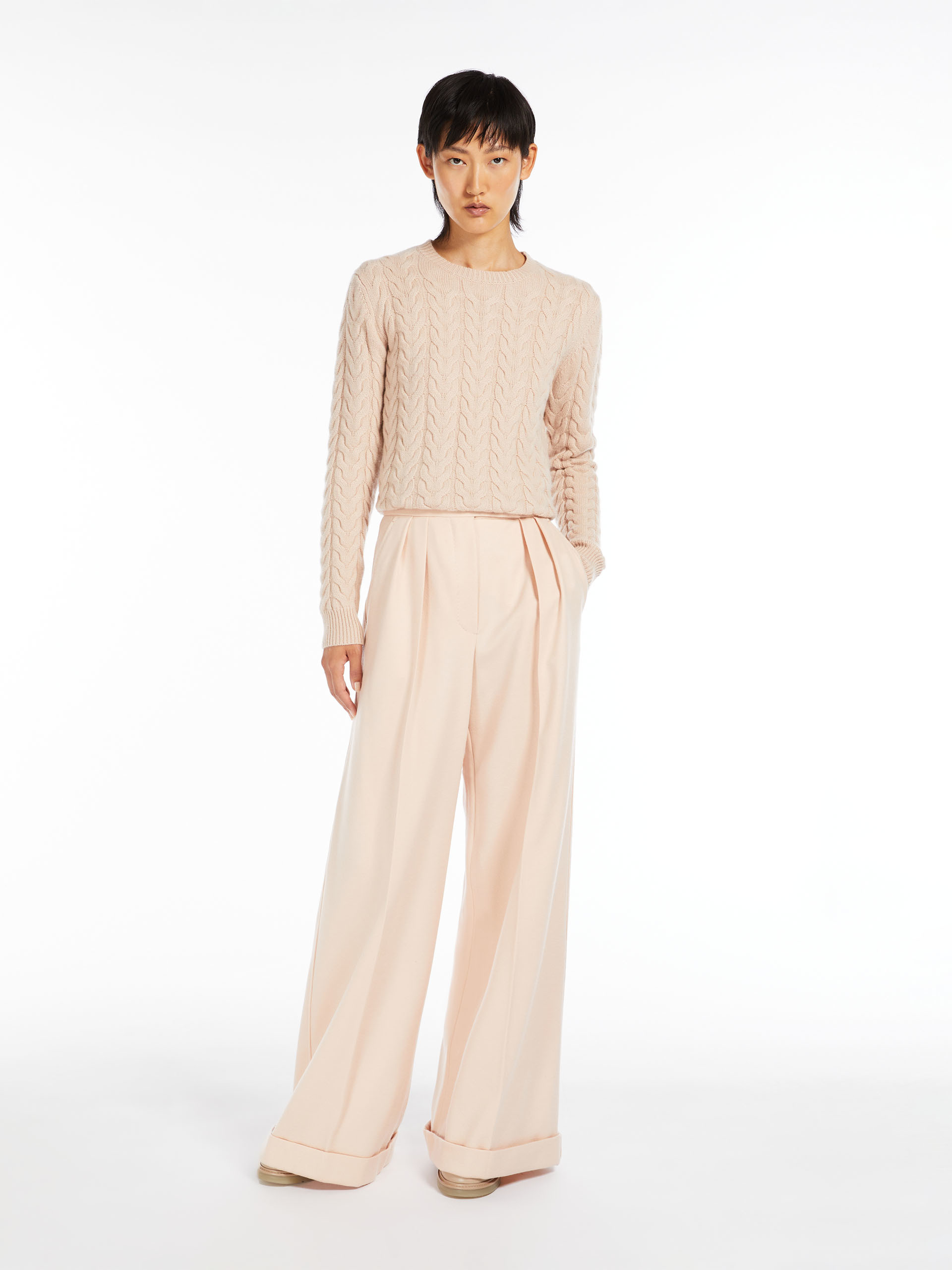 MAX MARA - Cable knit cashmere jumper - PINK - MAX MARA SALE