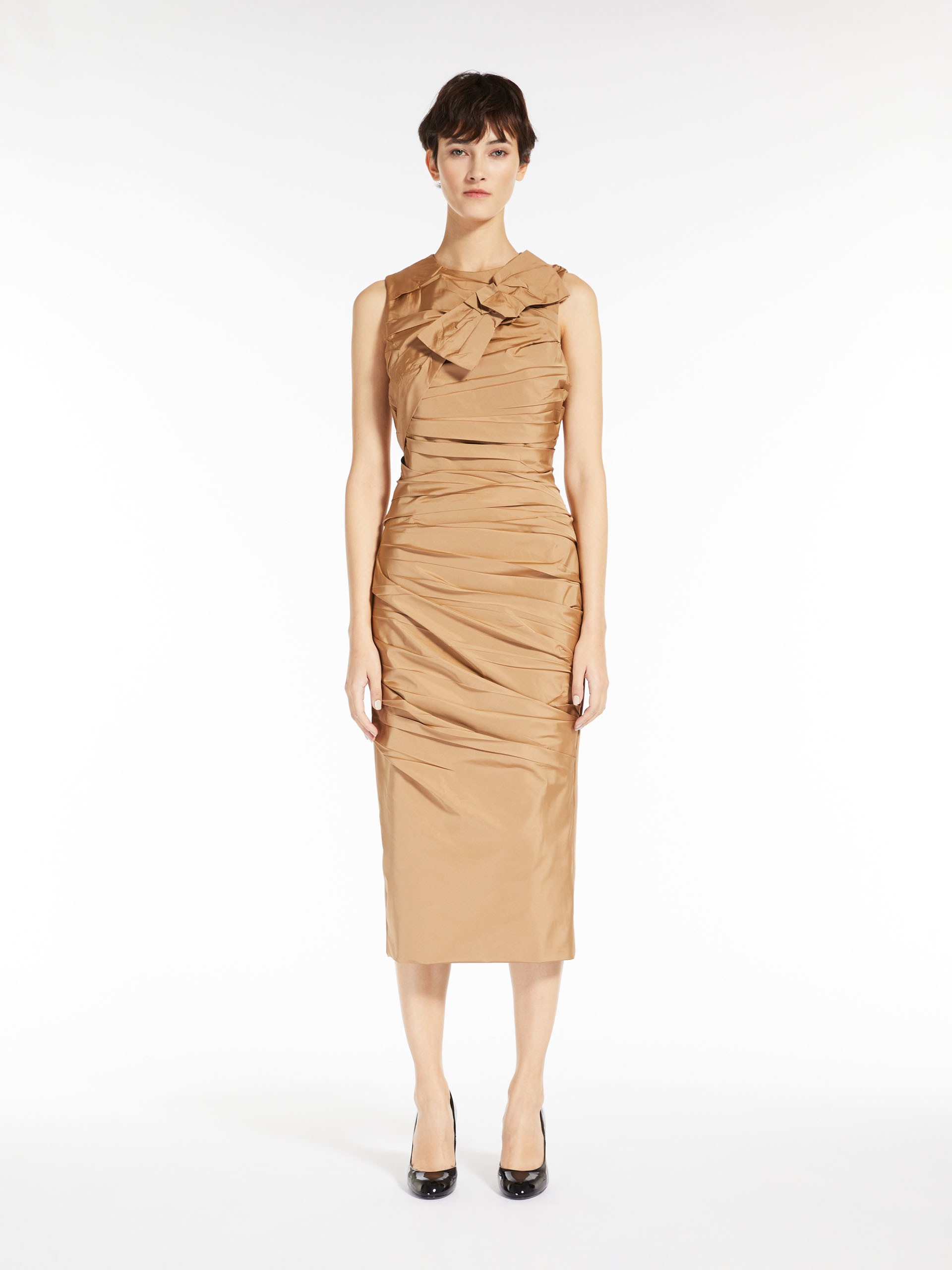 MAX MARA - Jersey sheath dress with bow - CAMEL - MAX MARA SALE