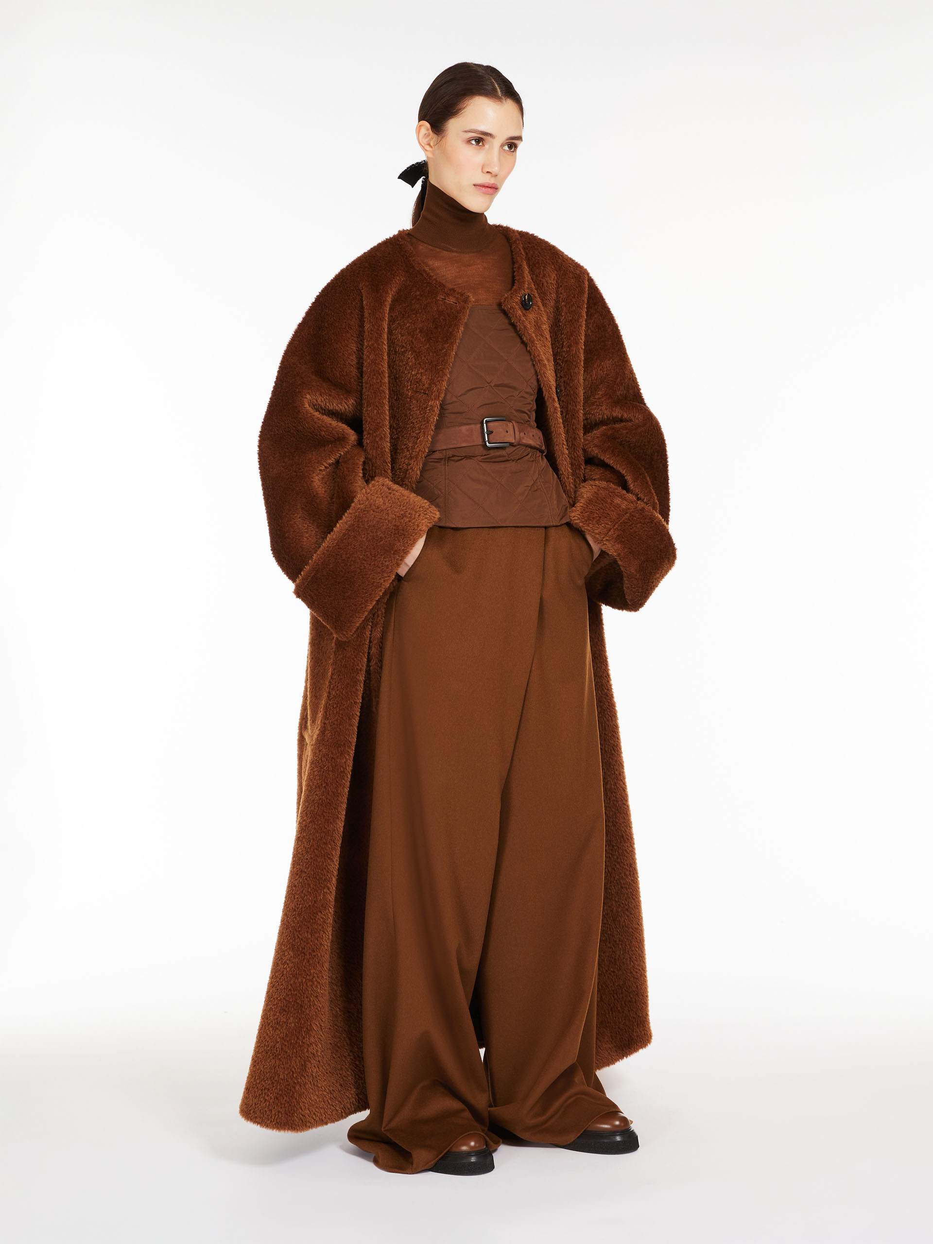 MAX MARA - Oversized alpaca and wool coat - TOBACCO - MAX MARA SALE