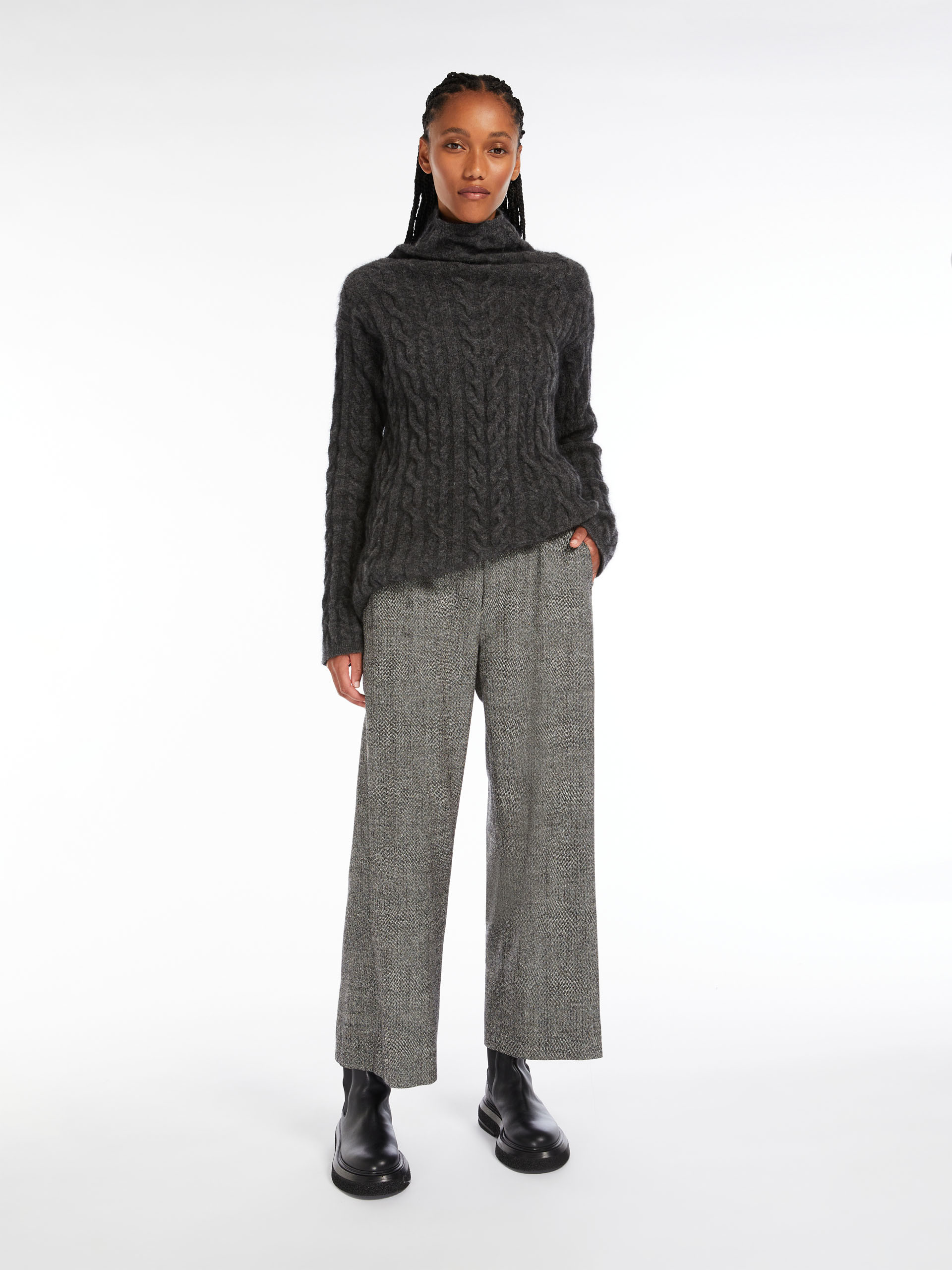 MAX MARA - Wool and mohair high-neck sweater - DARK GREY - MAX MARA SALE