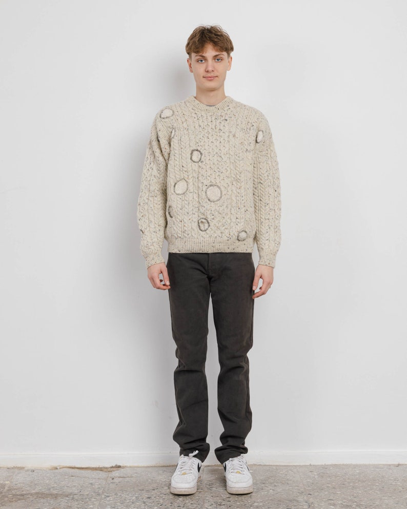 Vintage Reworked Fair Isle Funky Dot Unisex Wool Jumper L/XL