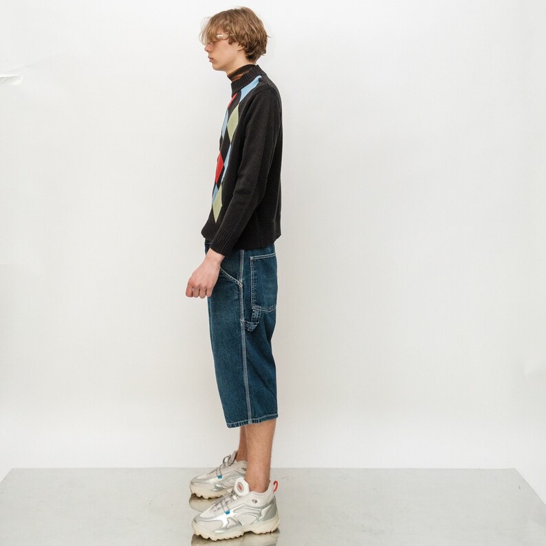 90s Vintage posh argyle print jumper in multicolors/black