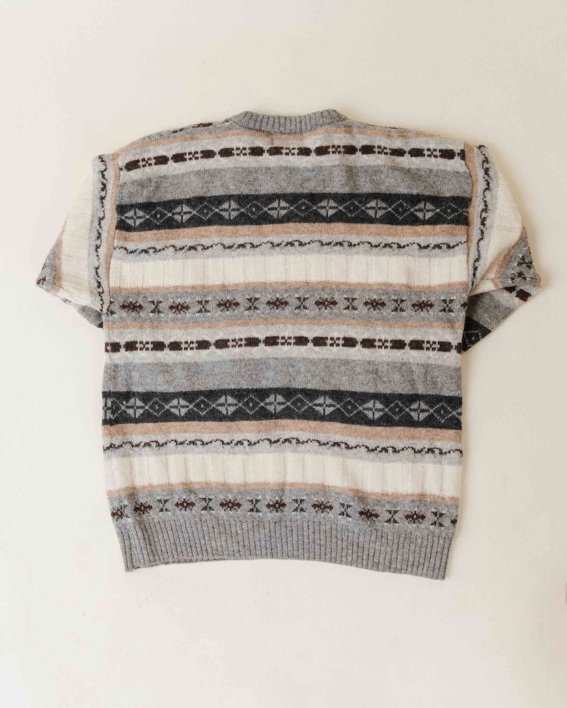 Vintage 90s Fair Isle Crew Neck Knit Wool Jumper Men M/L