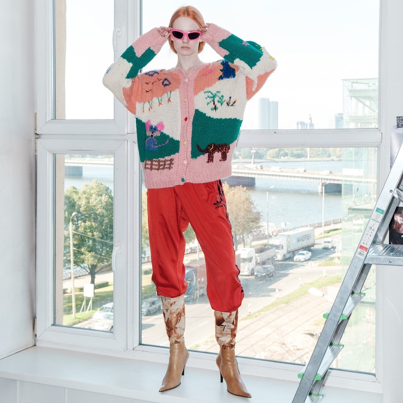 Vintage Y2K adorable kidcore knit cardigan in pastels