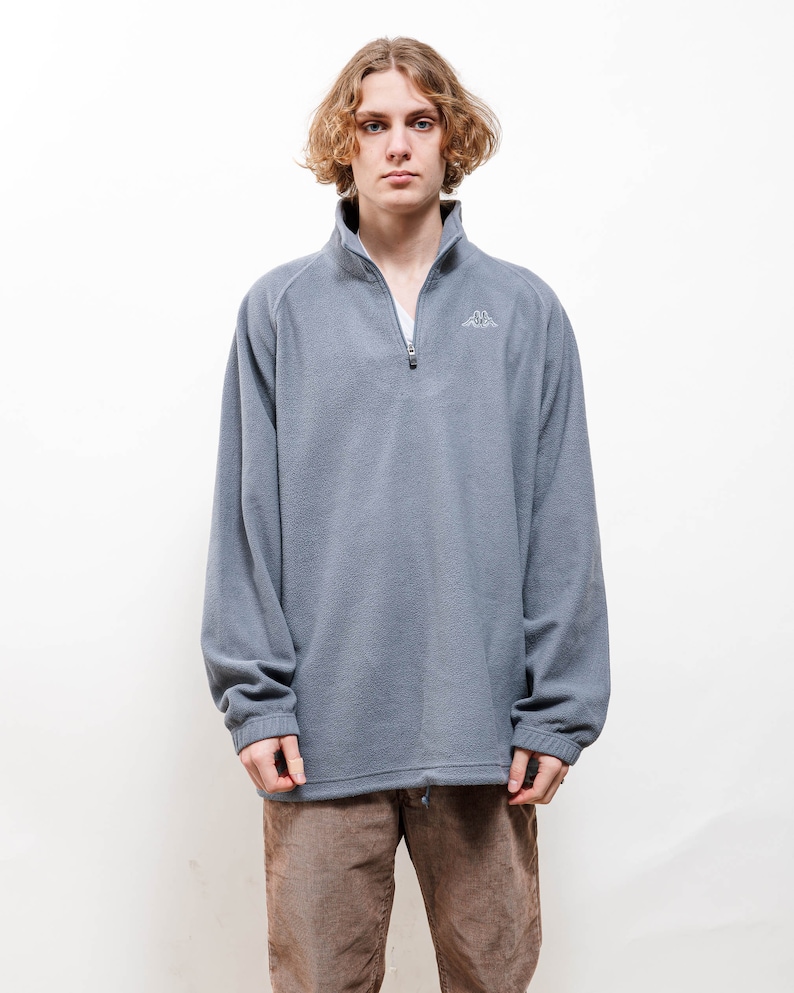 Vintage 90s Solid Grey Fleece Half Zip Jumper Unisex XL