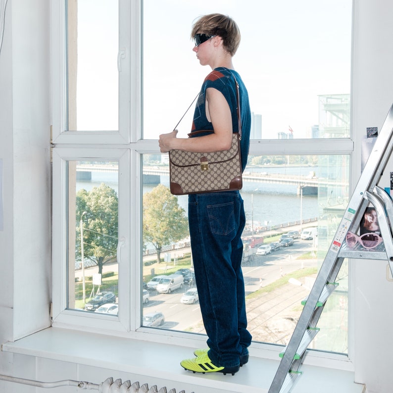 90s Vintage argyle pattern gilet in navy / red / grey