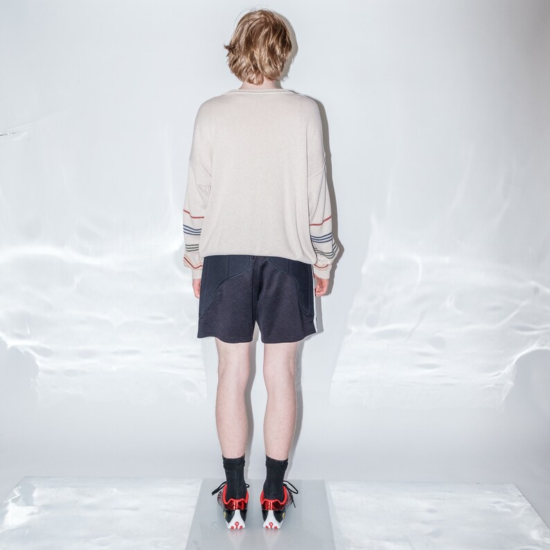 90s Vintage geometric print simple jumper in toasted almond