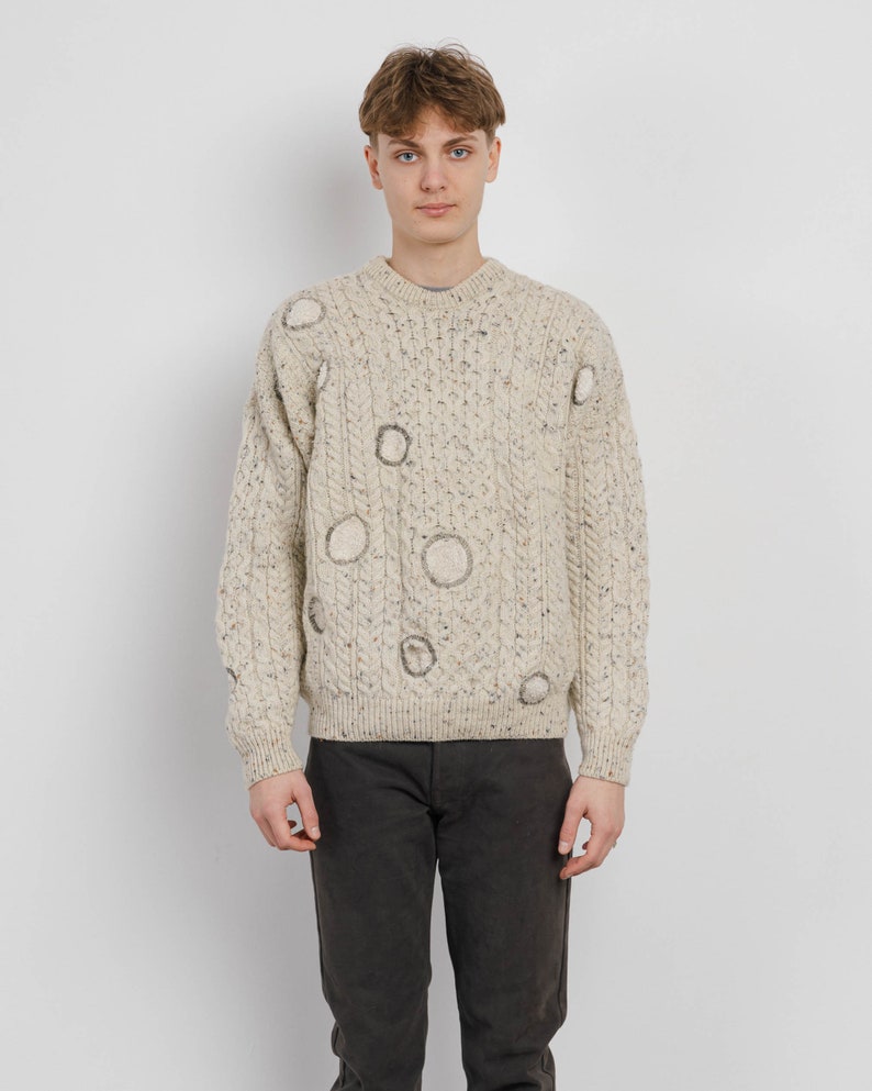 Vintage Reworked Fair Isle Funky Dot Unisex Wool Jumper L/XL
