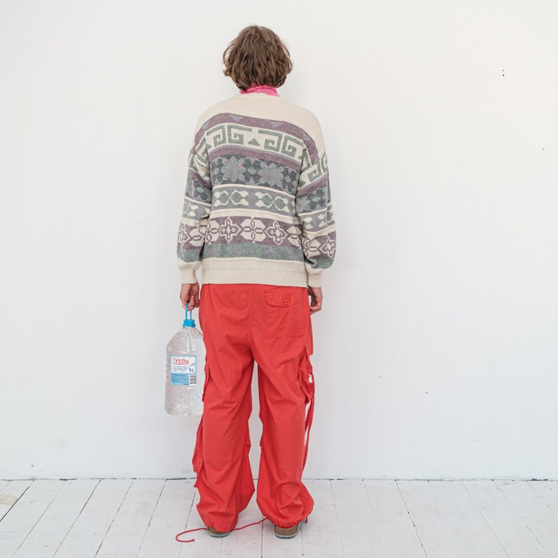 90s Vintage beautiful retro print jumper in pastel tones