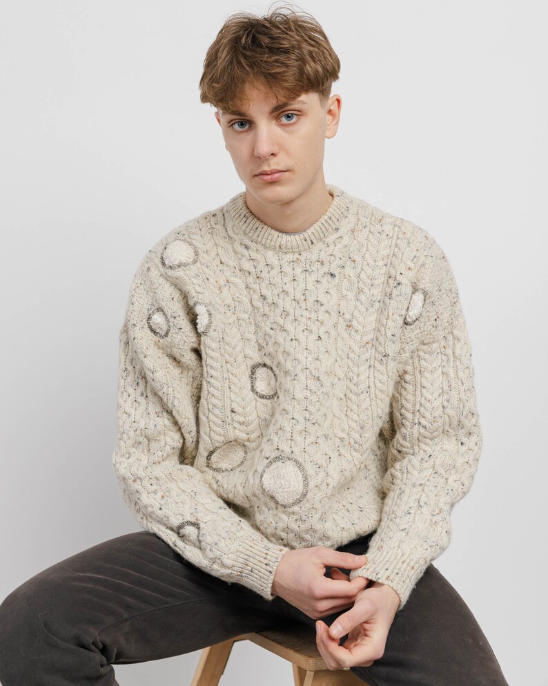 Vintage Reworked Fair Isle Funky Dot Unisex Wool Jumper L/XL
