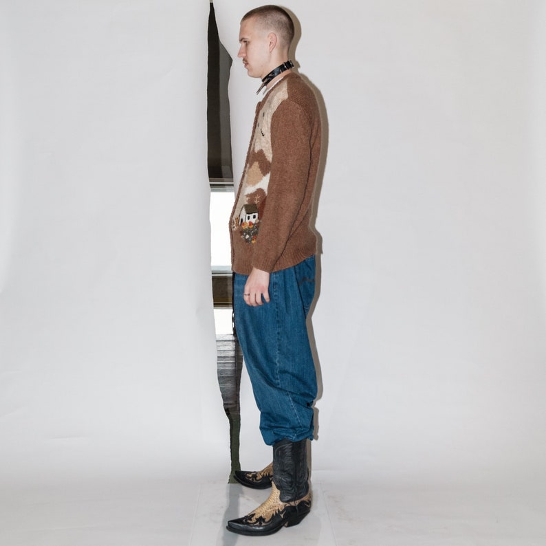 90s Vintage adorable cottage print cardigan in muted tones