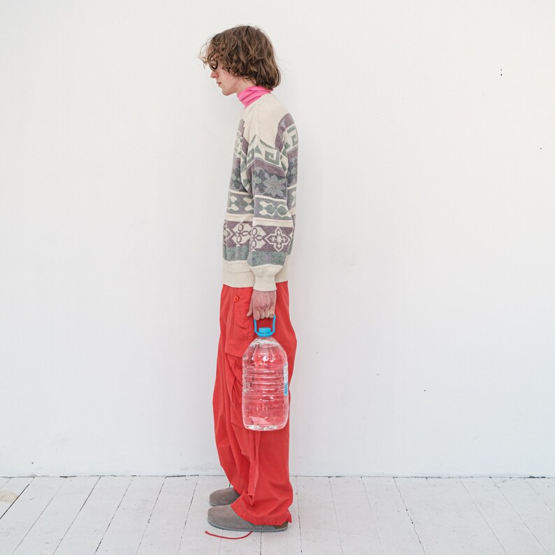 90s Vintage beautiful retro print jumper in pastel tones