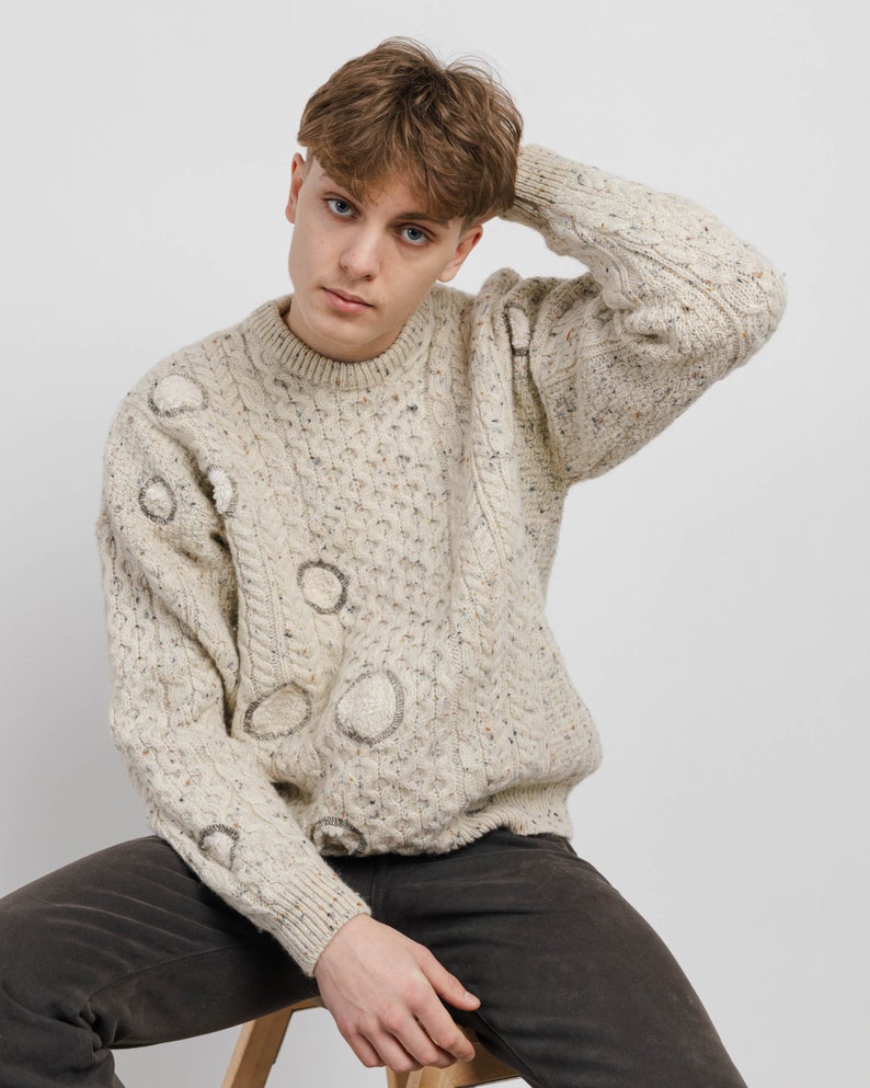 Vintage Reworked Fair Isle Funky Dot Unisex Wool Jumper L/XL