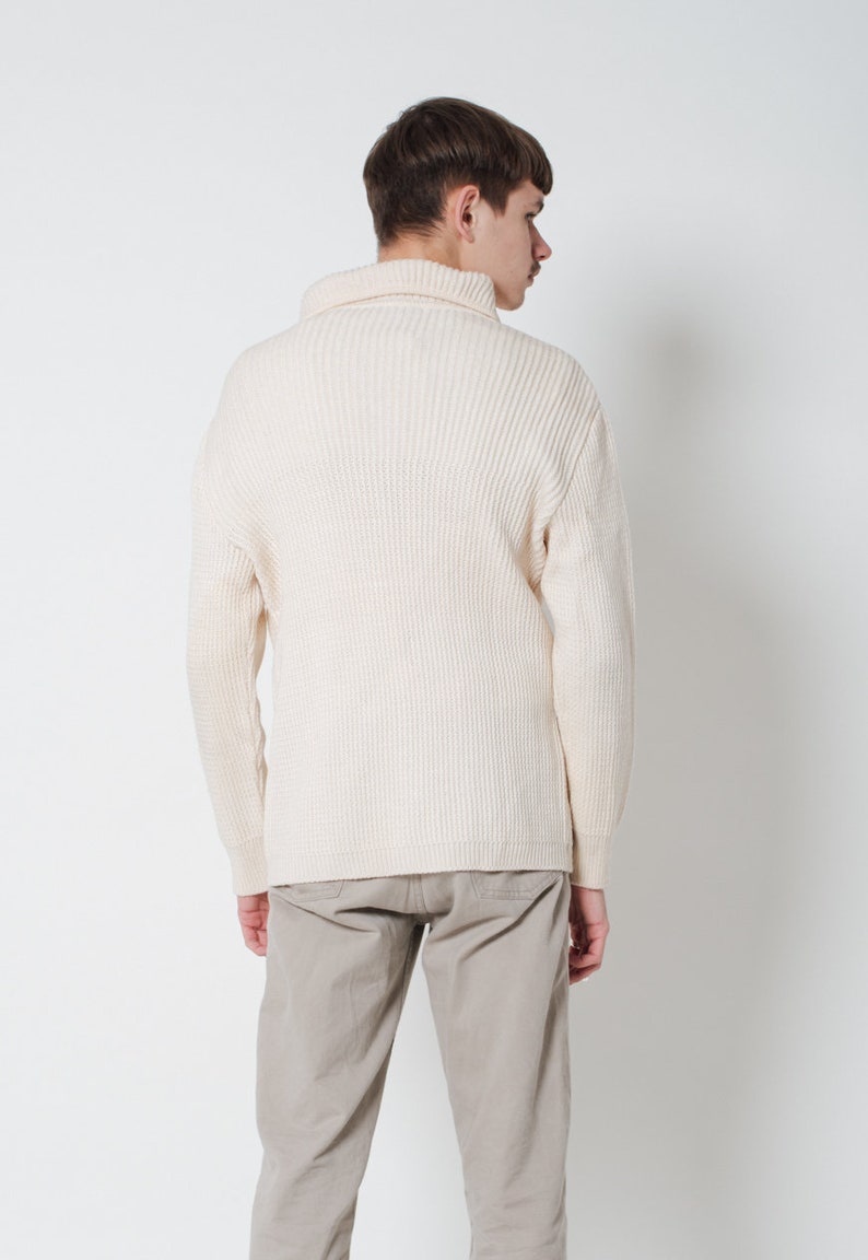 Vintage 90s Preppy Zip Up Wool Cardigan in Cream Unisex