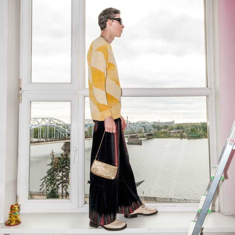 90s Vintage geometric pisa tower jumper in multicolor