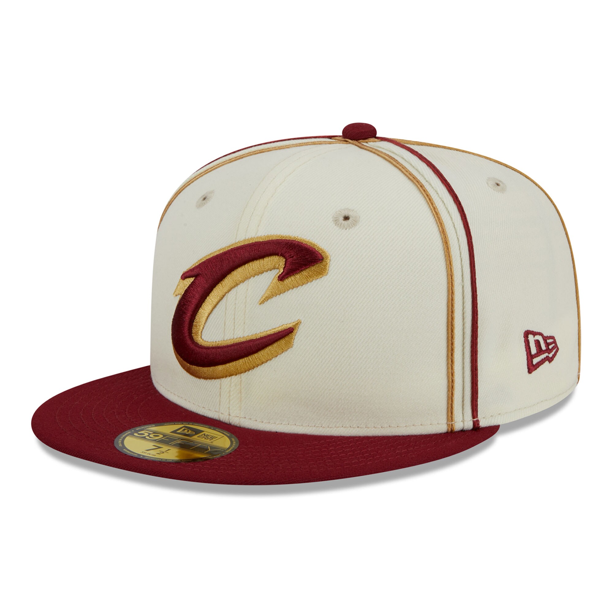 Cleveland Cavaliers New Era Piping 2-Tone 59FIFTY Fitted Hat - Cream ...