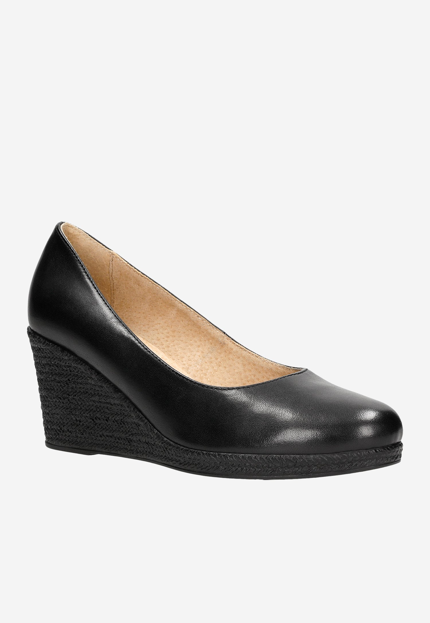 Czarne czółenka damskie na koturnie