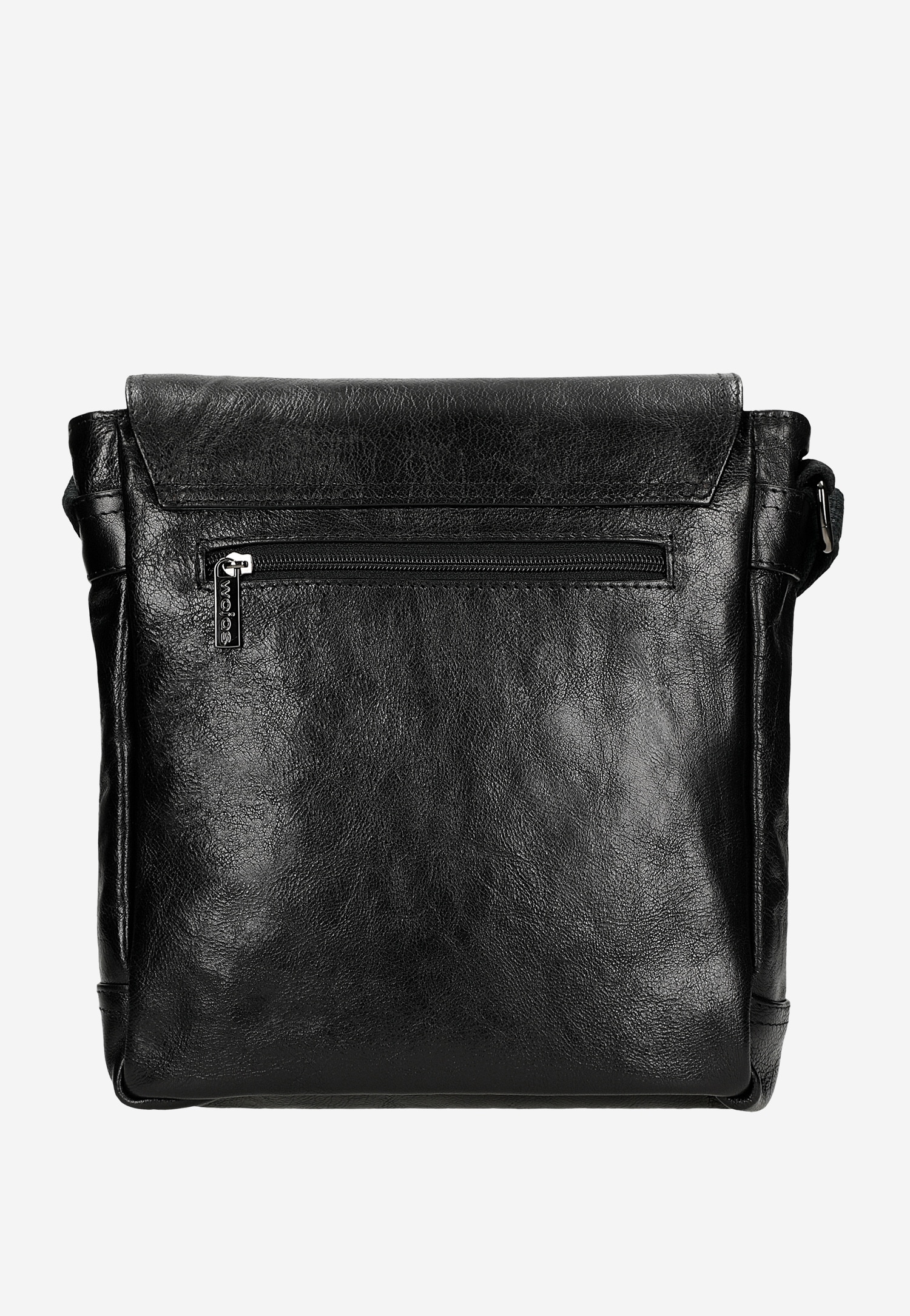 Czarna torba męska na ramię ze skóry licowej