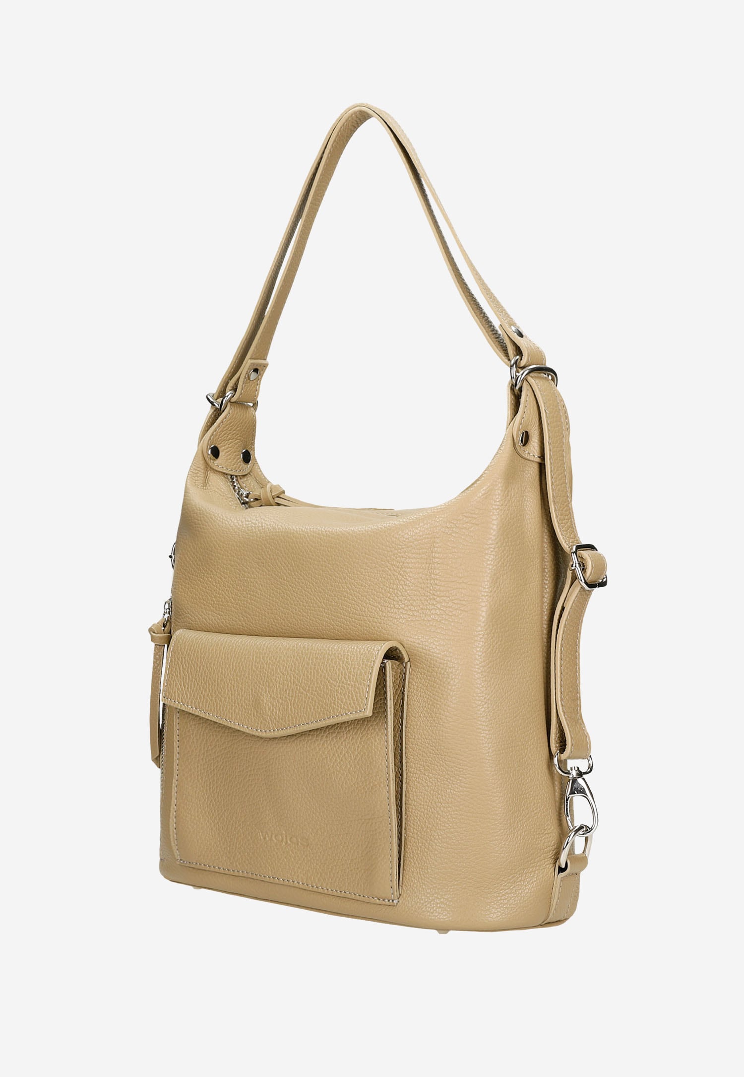 Beżowa skórzana torebka plecak 2w1