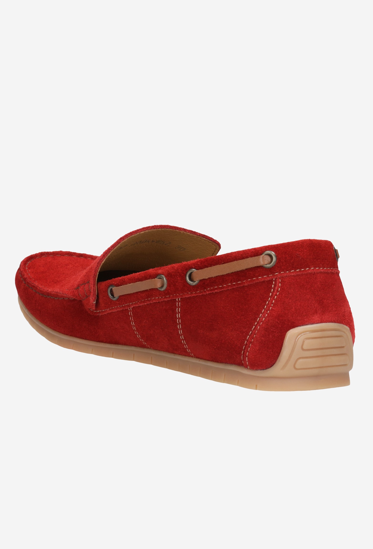 Czerwone mokasyny męskie z dwoiny welurowej