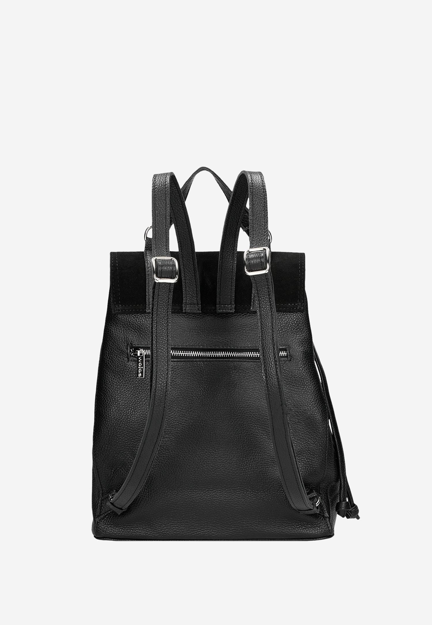 Czarny skórzany plecak miejski z łączonych skór