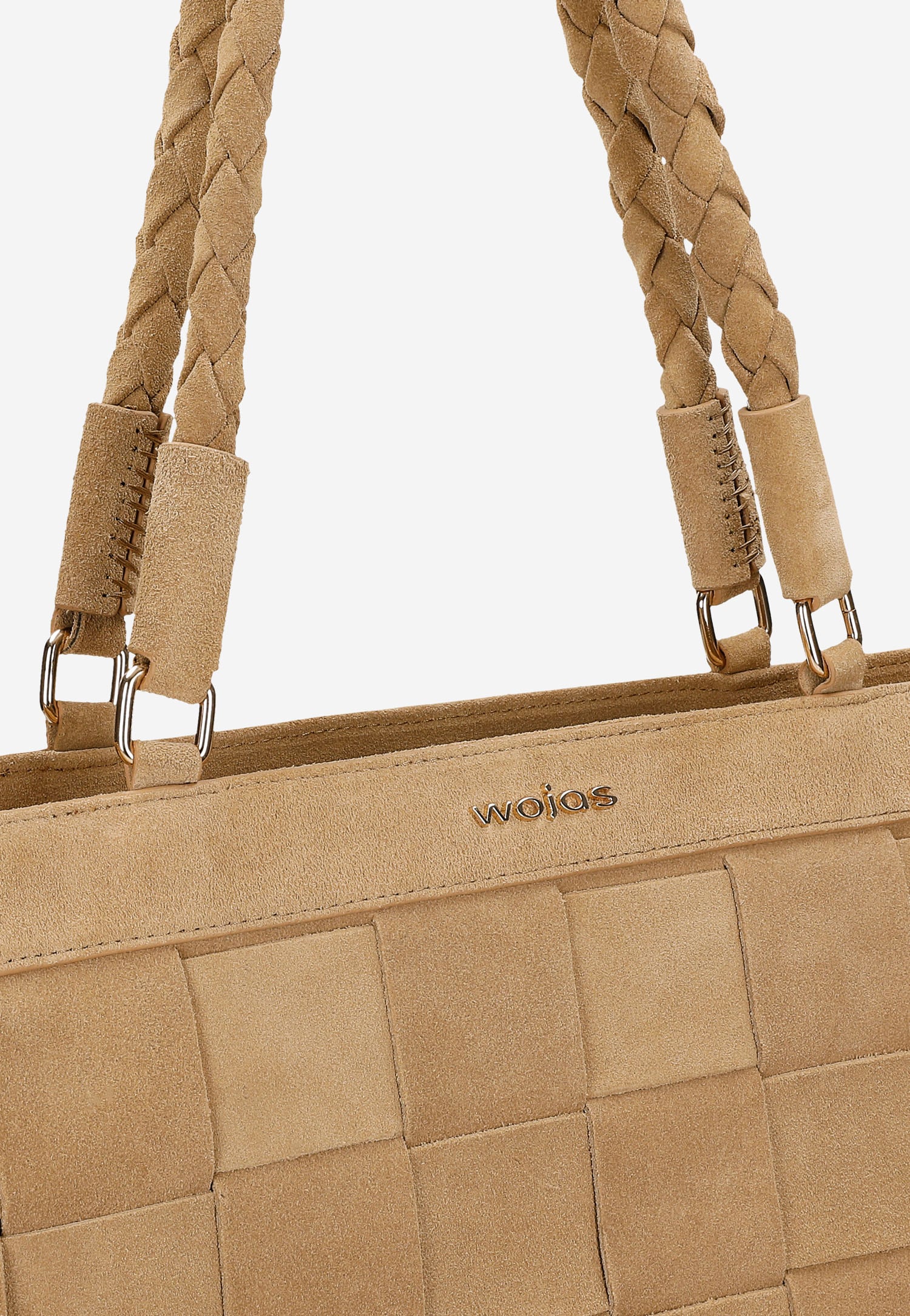 Duża pleciona torebka damska w kolorze beżowym