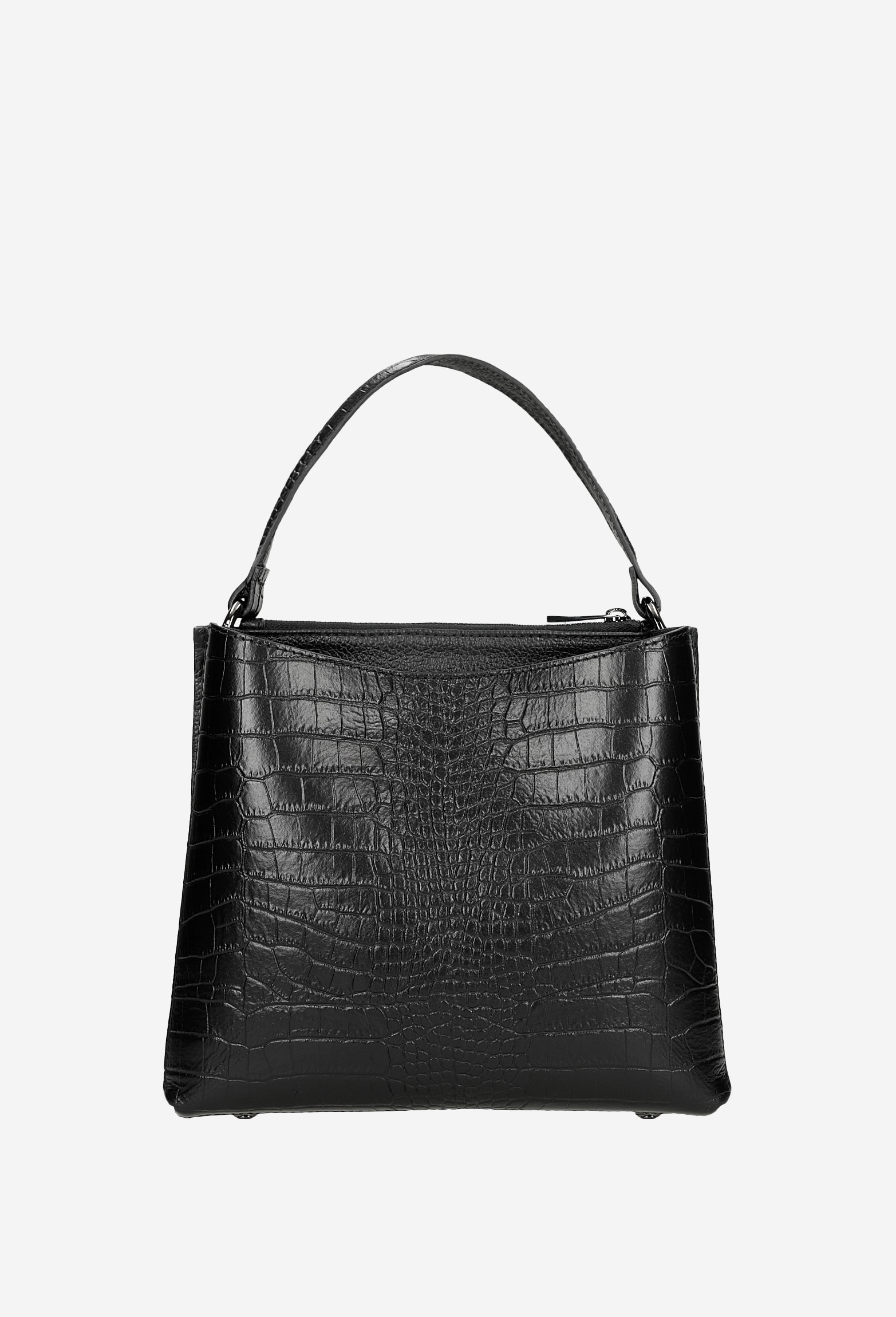 Duża ciemnobrązowa torebka damska kuferek z tłoczeniem