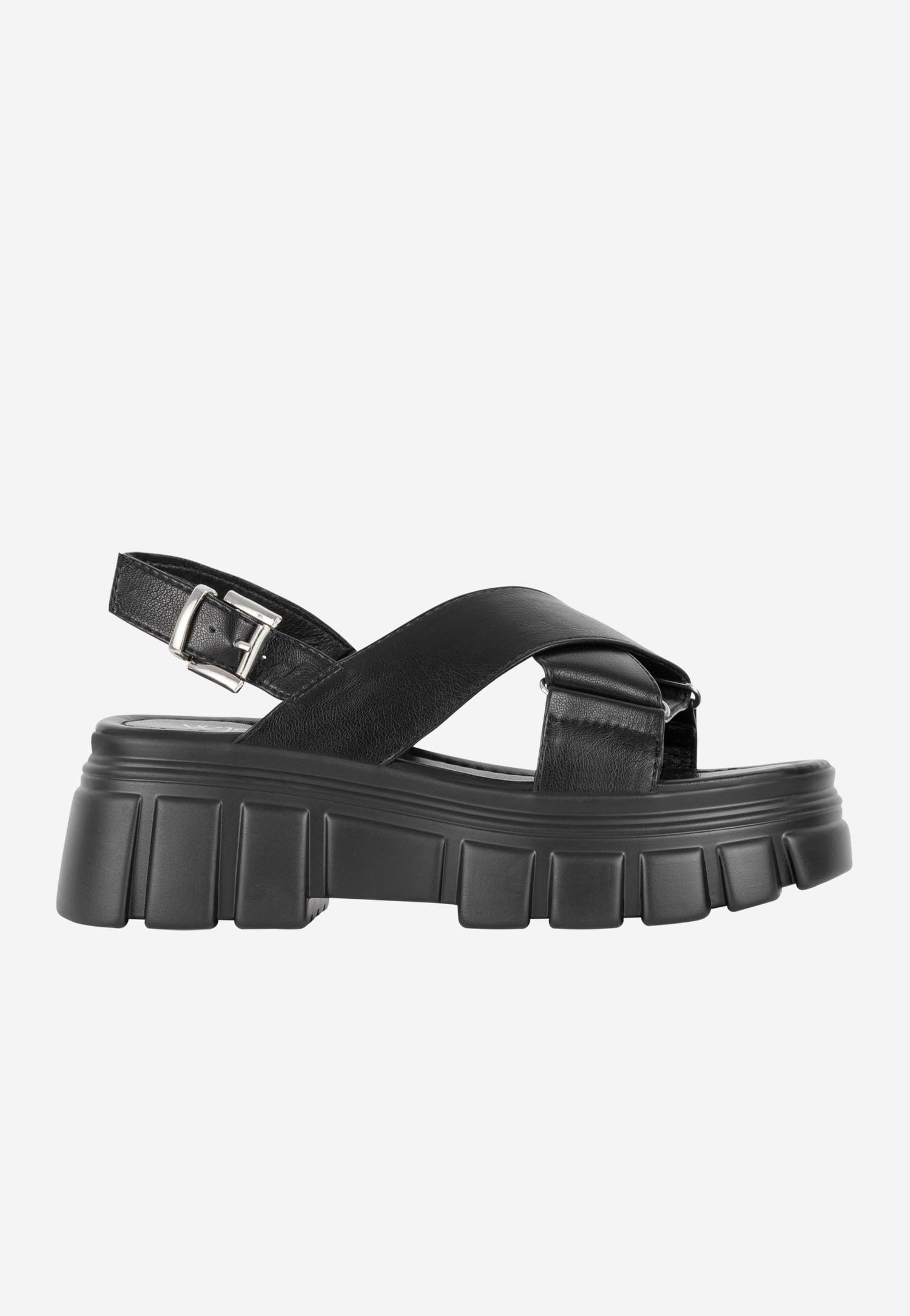 WJS czarne masywne sandały na platformie